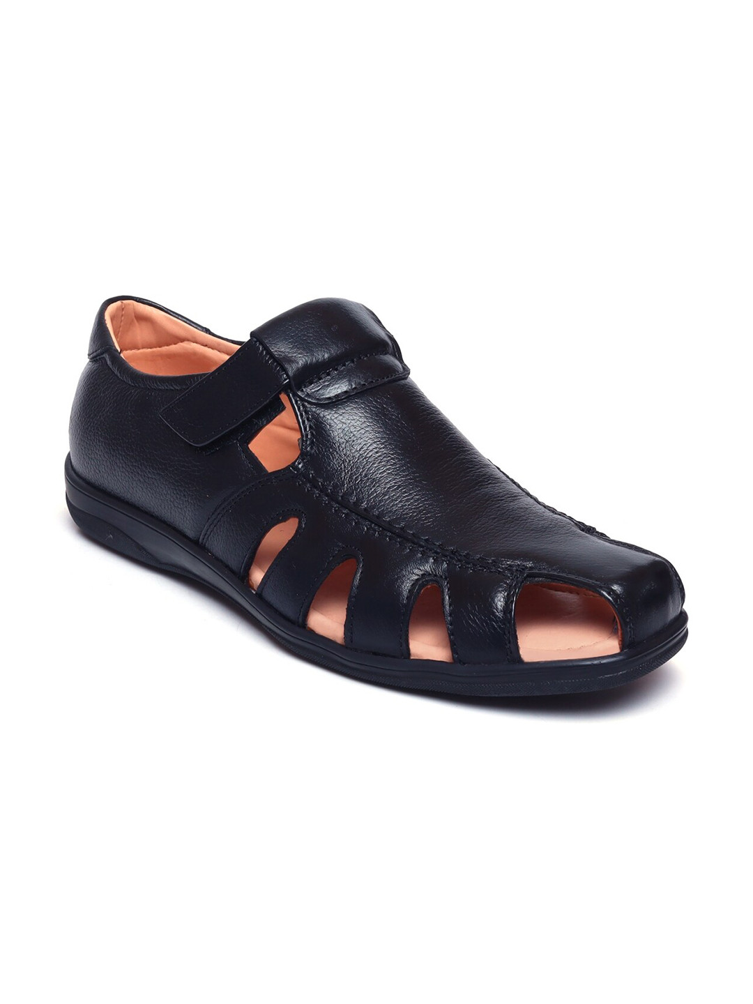 Zoom Shoes Men Black Leather Shoe-Style Sandals