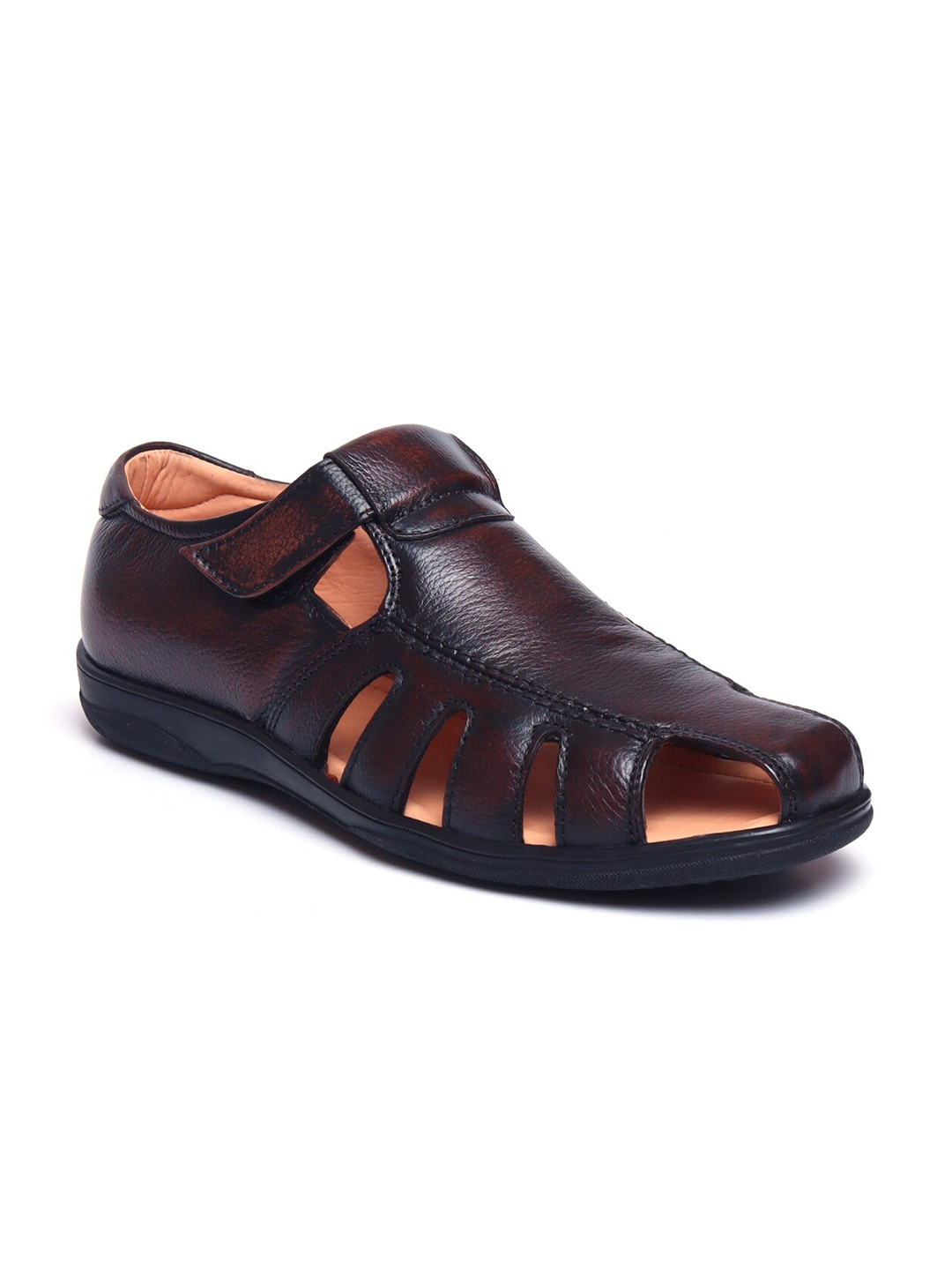 Zoom Shoes Men Brown Leather Fisherman Sandals