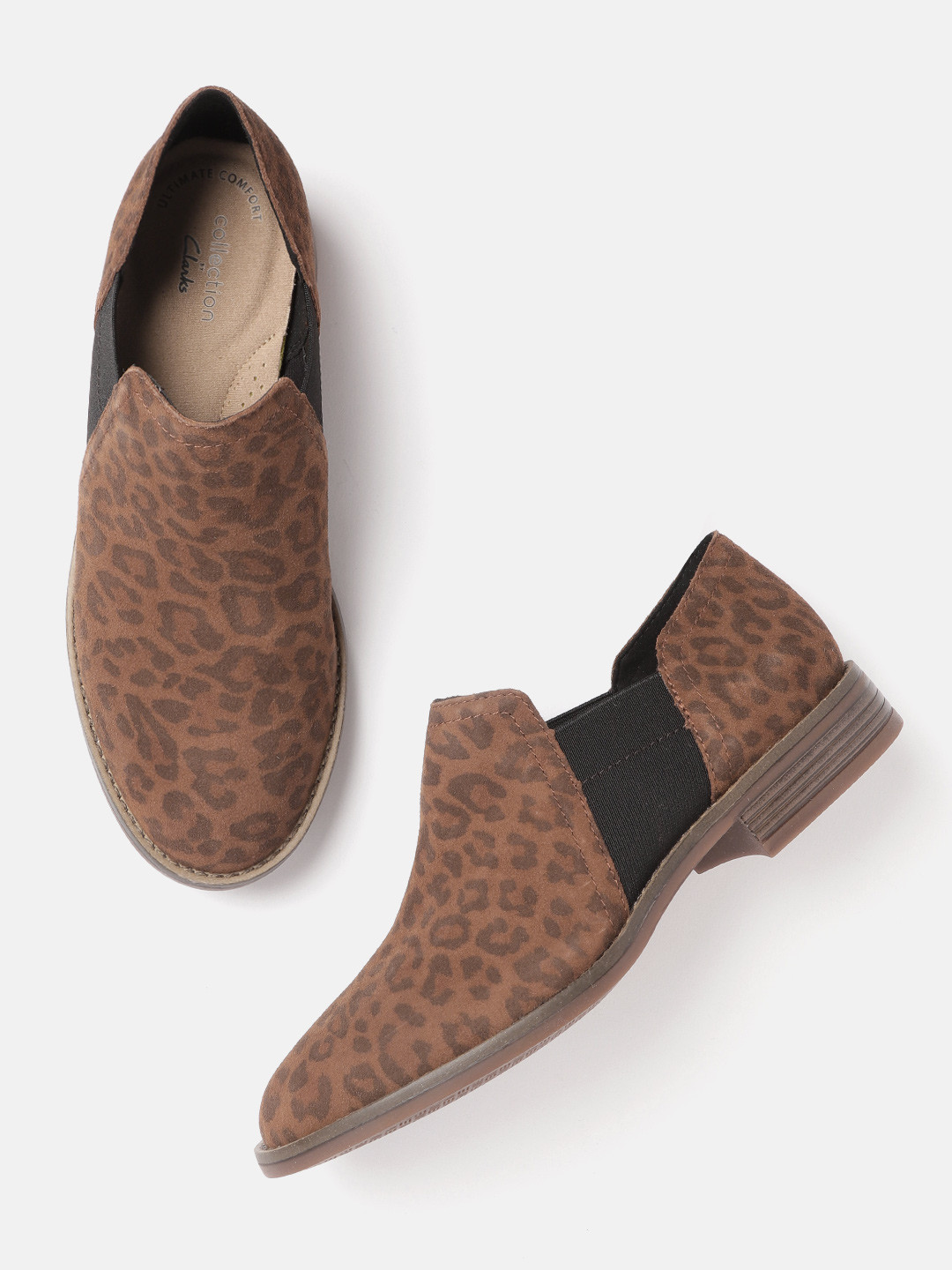 Clarks Women Brown Leopard Printed Leather Loafers