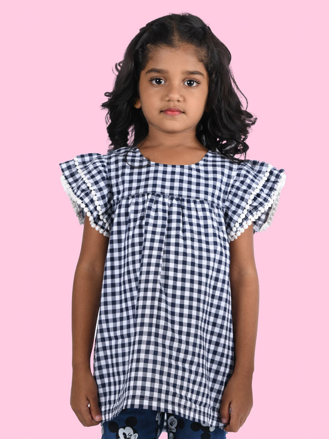 Zalio Navy Blue Checked Top
