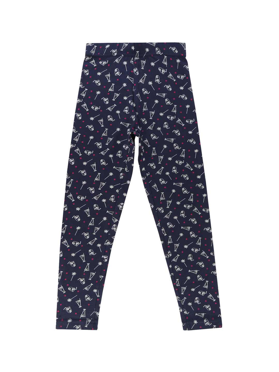 Bodycare Kids Girls Navy Blue Printed Cotton Leggings