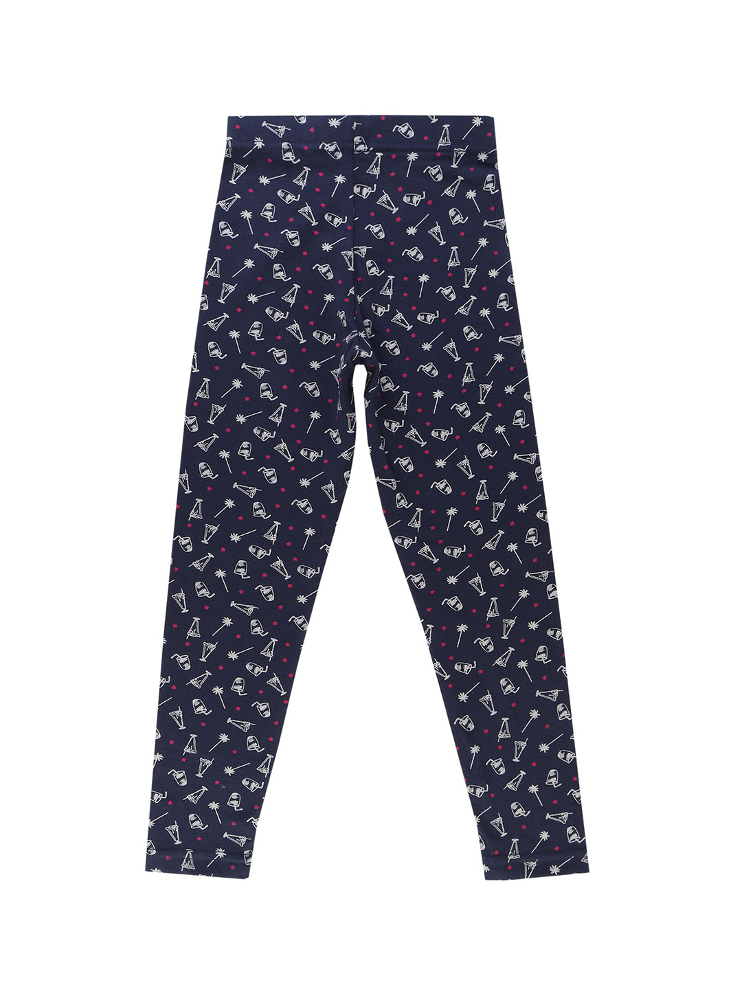 Bodycare Kids Girls Navy Blue Printed Ankle-Length Leggings