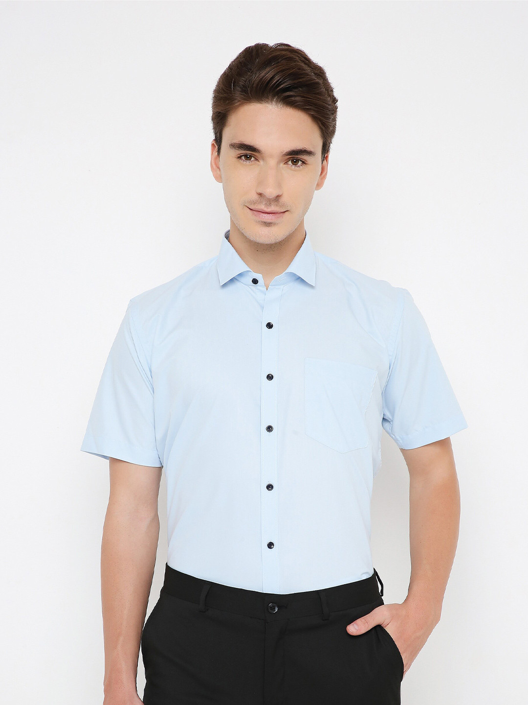 MARK & ALBERT Men Blue Regular Fit Formal Shirt