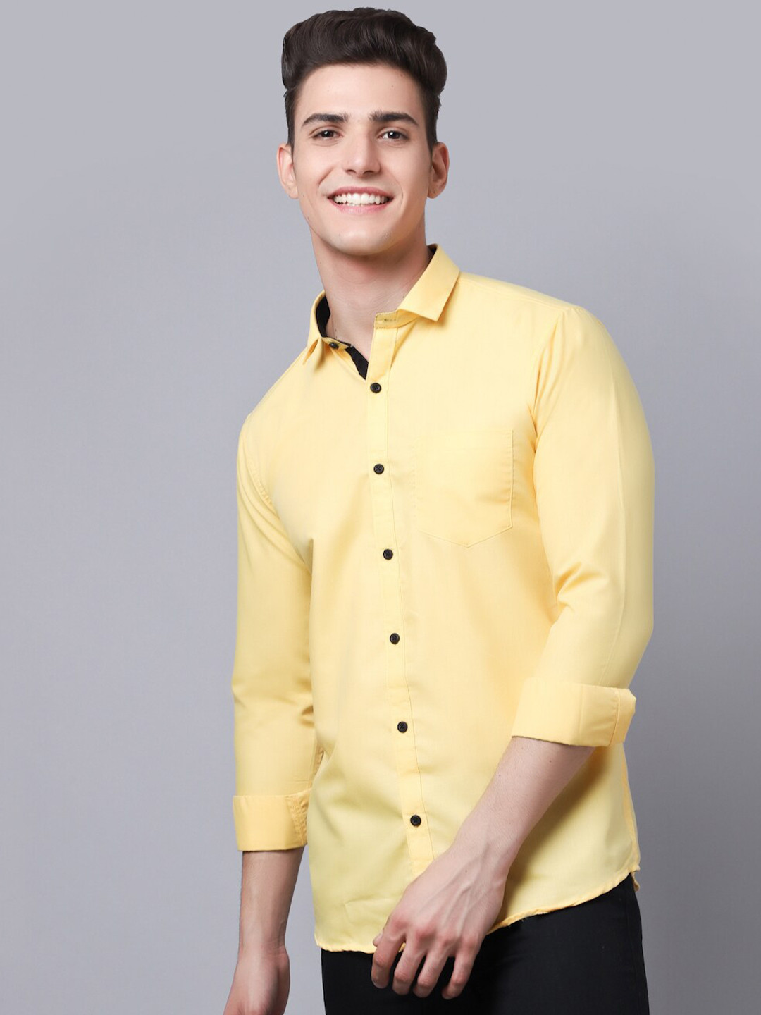 Majestic Man Men Yellow Slim Fit Casual Shirt