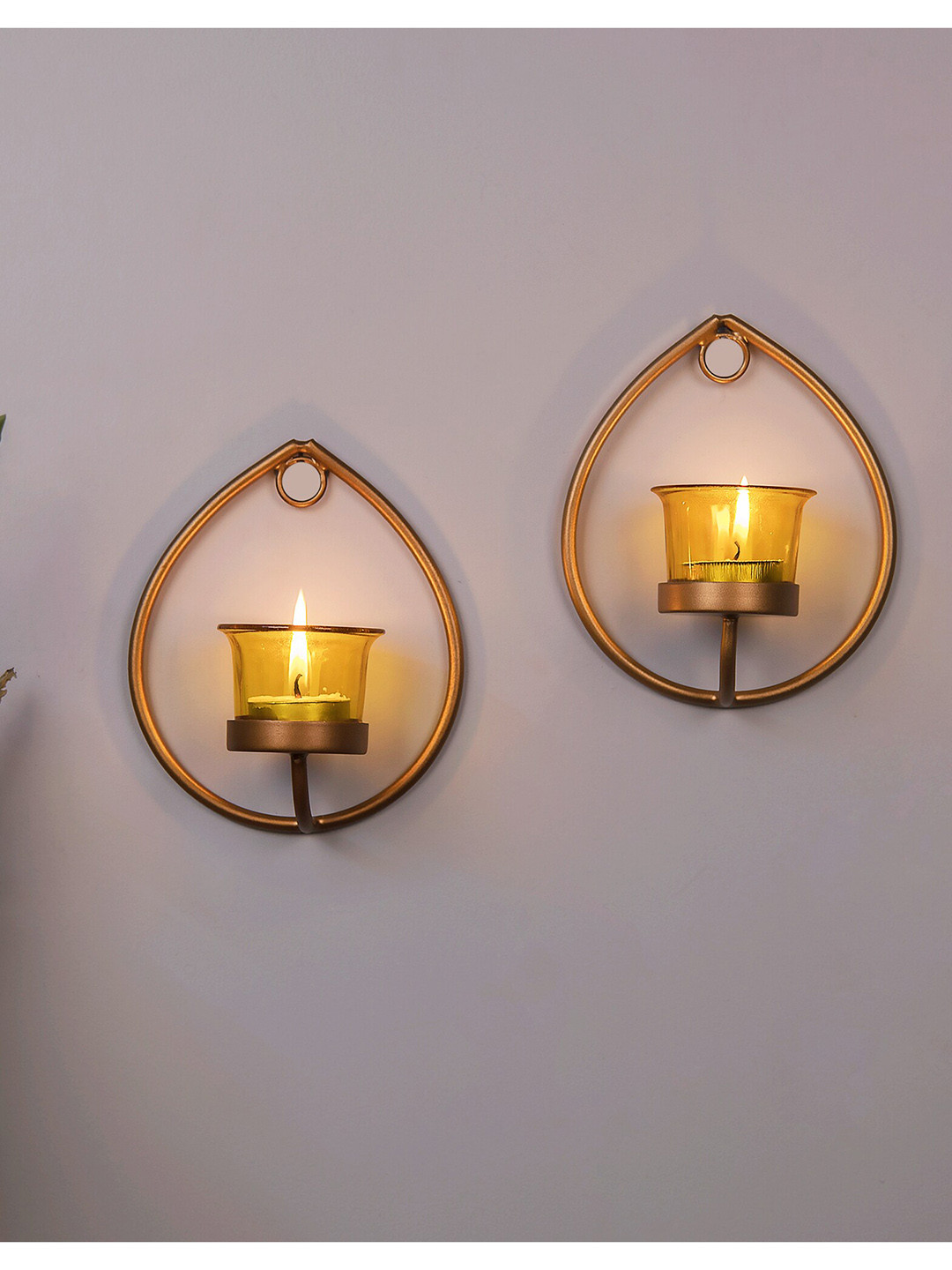 Homesake Set Of 2 Gold Colored Metal Candle Holders