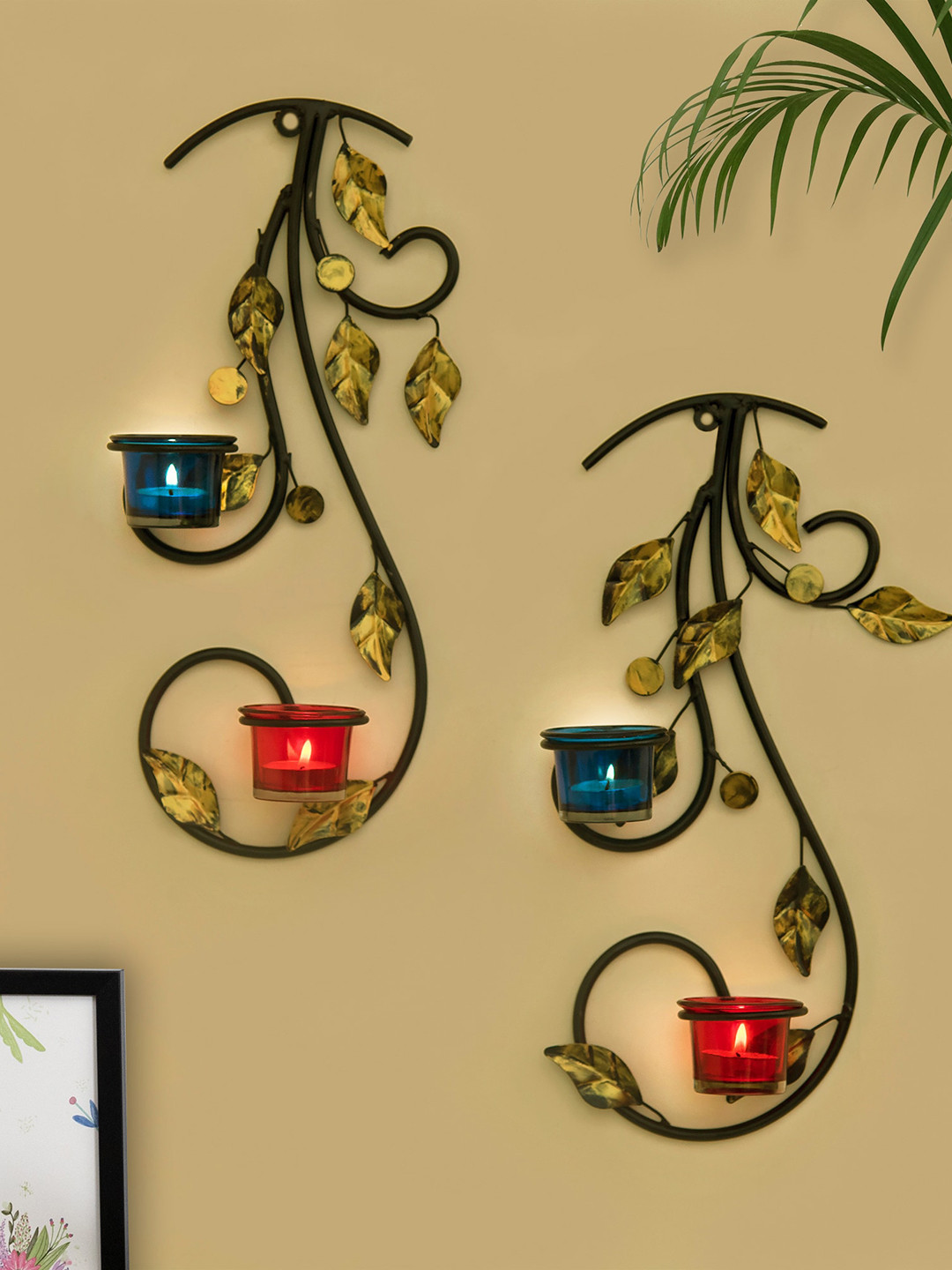 Homesake Pack of 2 Black Sconce Tea-Light Candle Holder