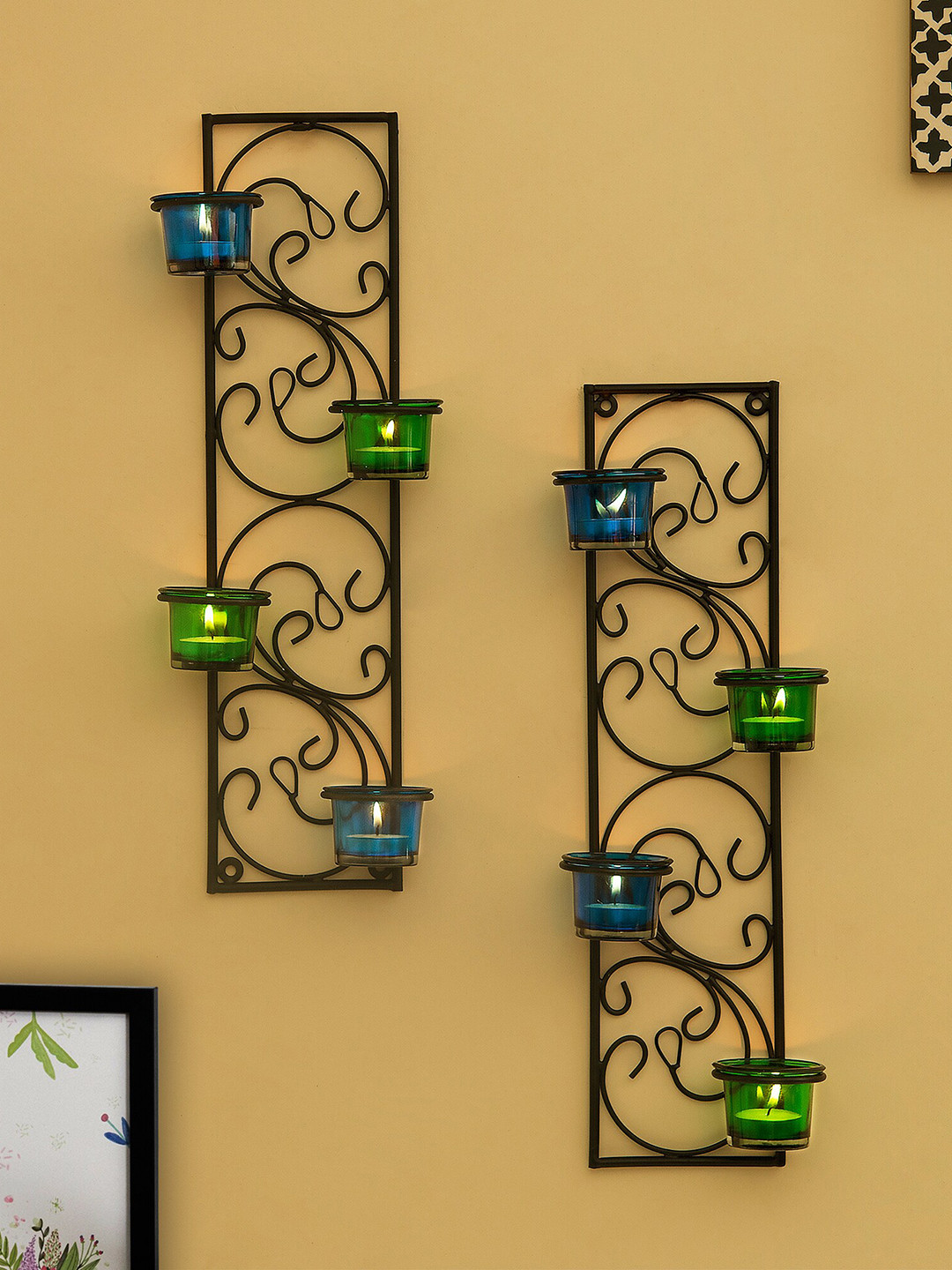 Homesake Set of 2 Black Twisted Petals Tea Light Candle Holders