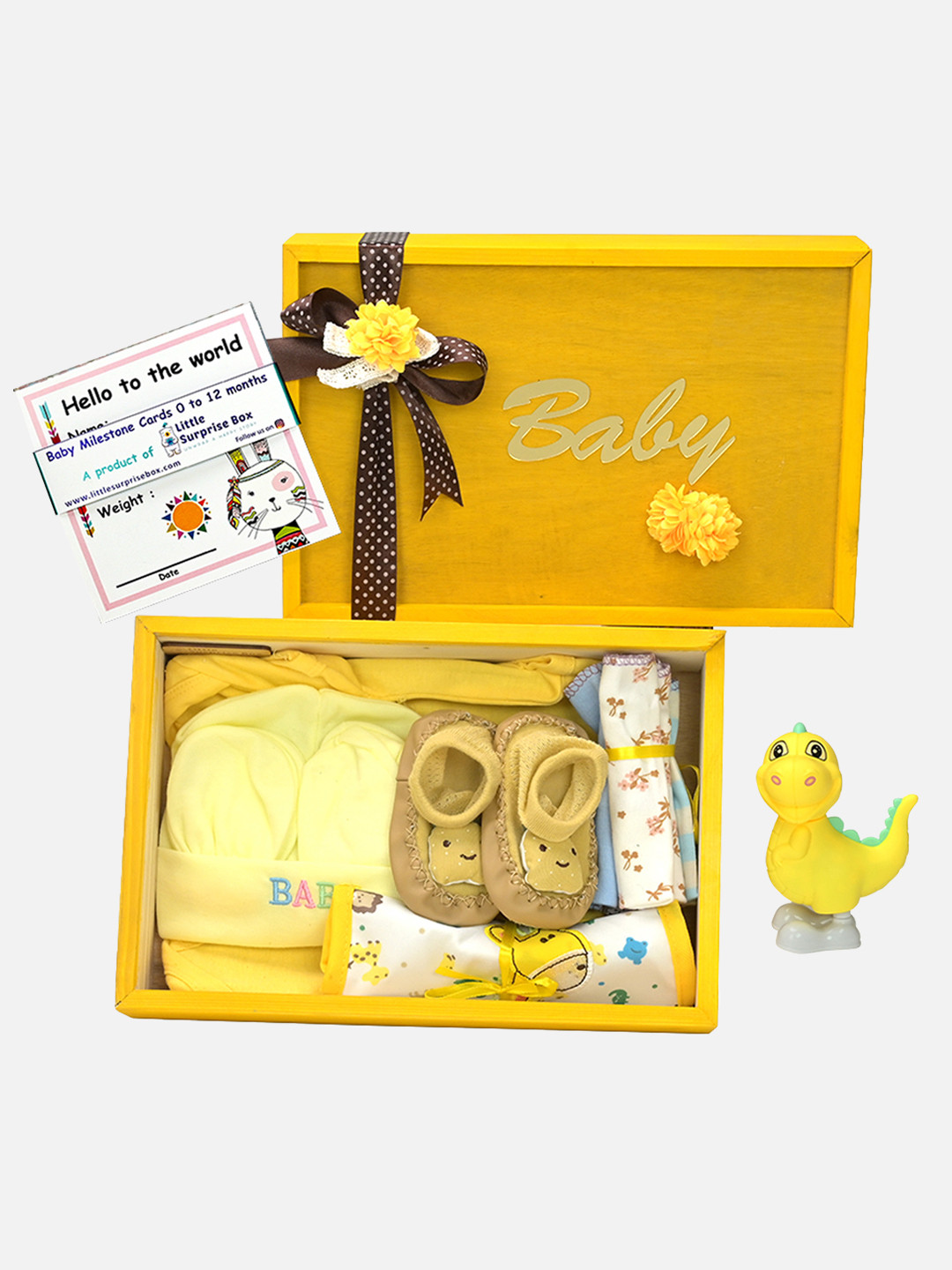 Little Surprise Box LLP Infants 13Pcs Yellow Cotton Baby Apparel Gift Set