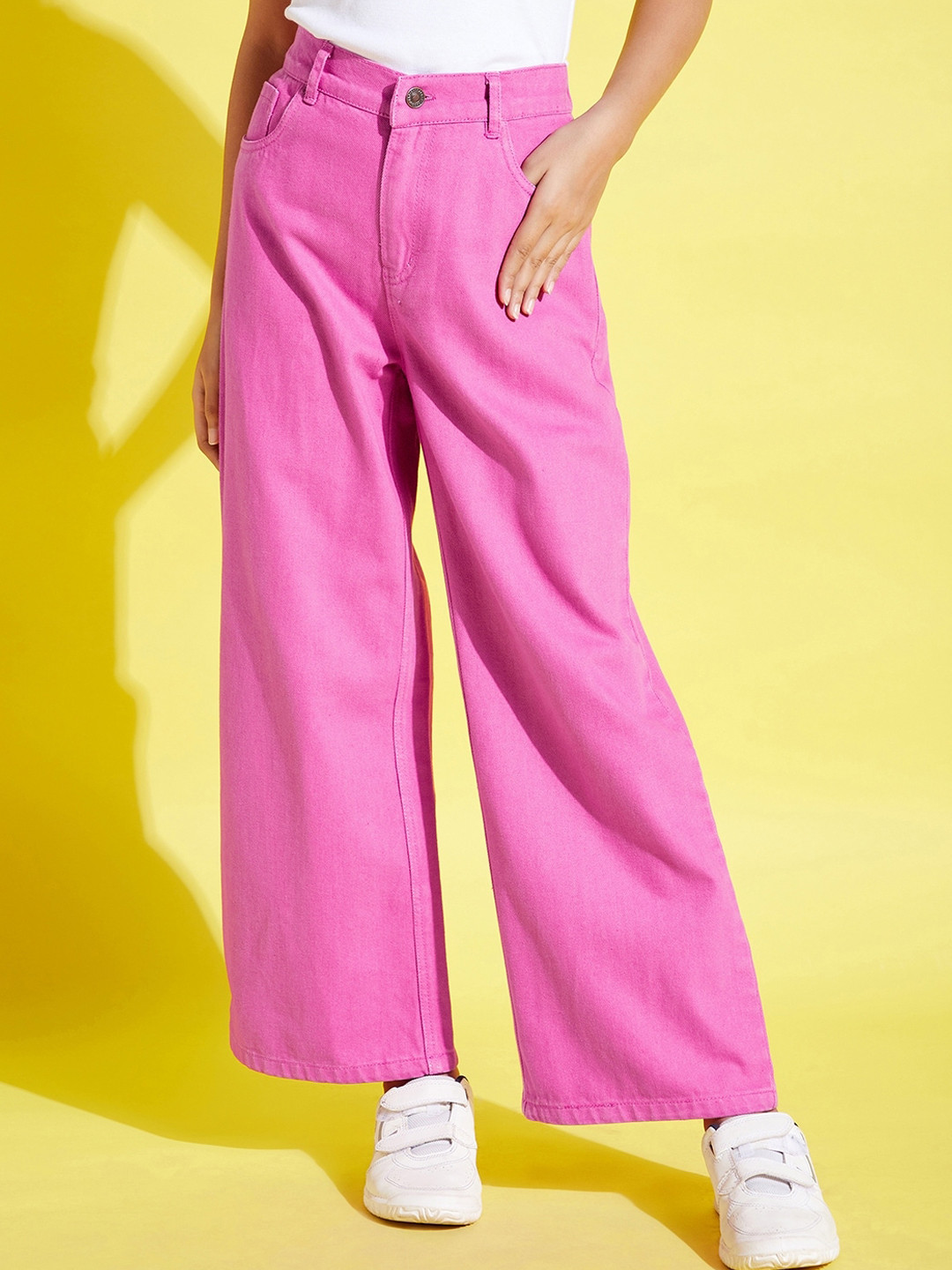 Noh Voh - SASSAFRAS Kids Girls Pink Wide Leg Jeans