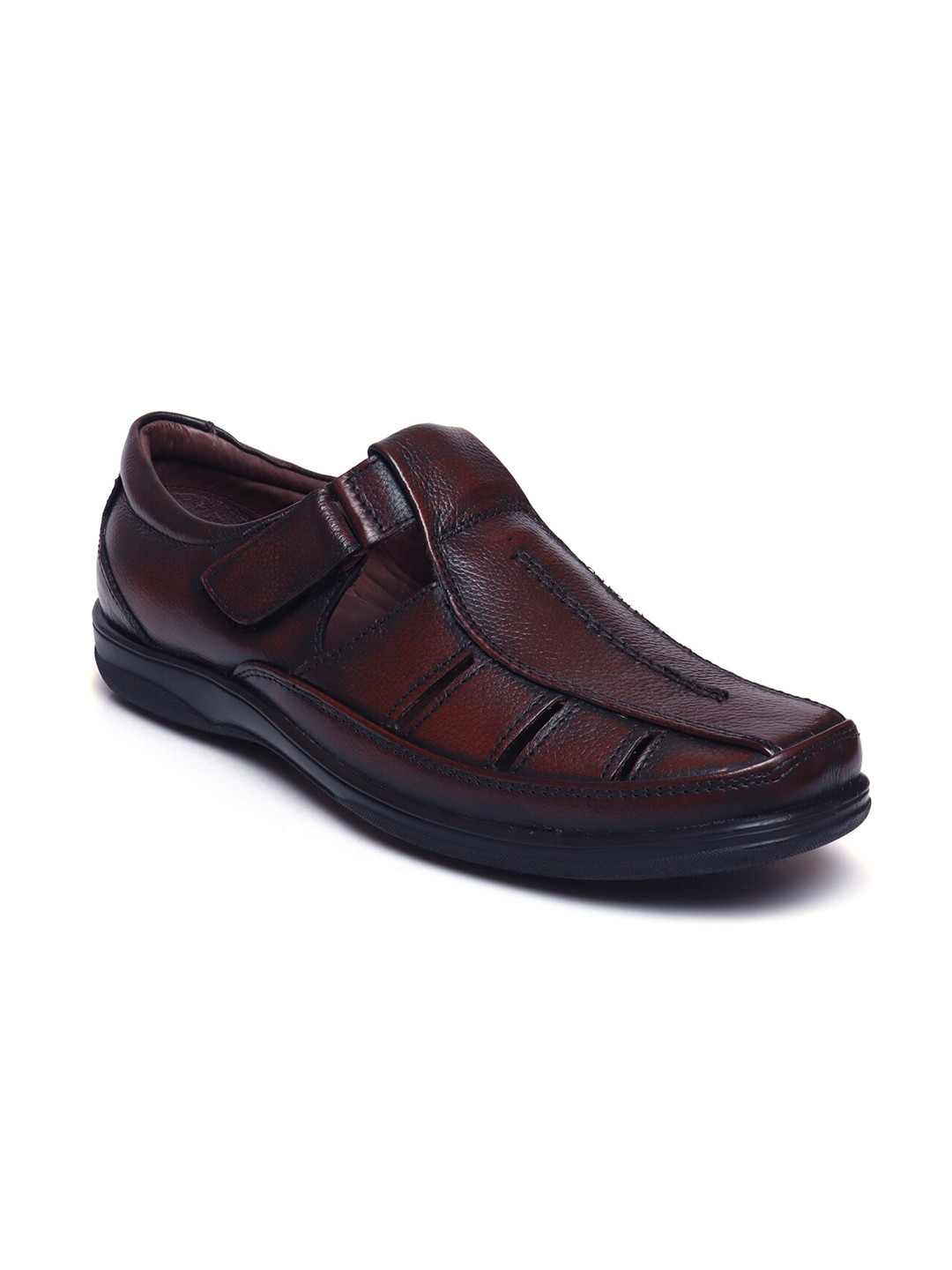 Zoom Shoes Men Brown Leather Shoe-Style Sandals