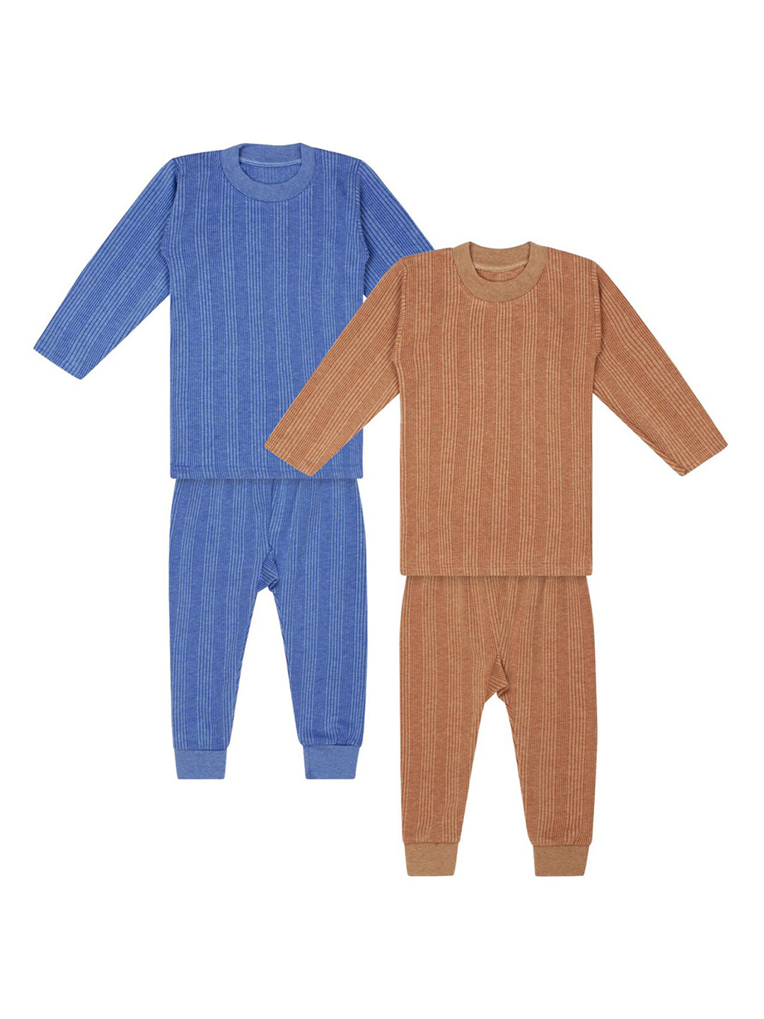 Superminis Infant Brown & Blue Pack Of 2 Solid Cotton Thermal Set