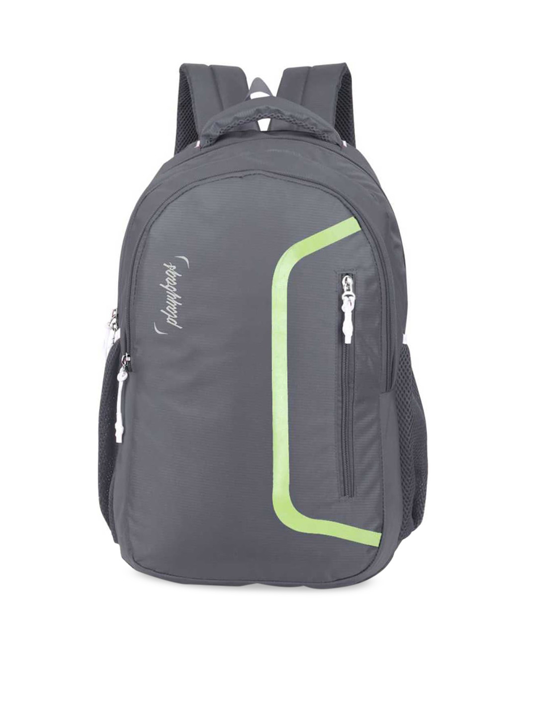 PLAYYBAGS Unisex Grey & Green Polyester Laptop Backpack
