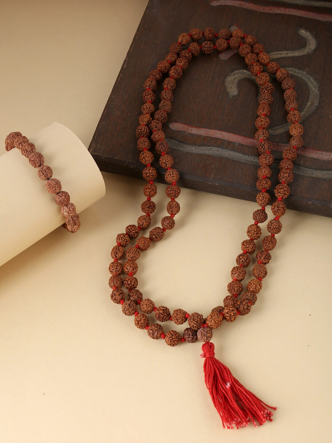 RDK Unisex Pooja Brown & Red Rudraksha Knotted Mala