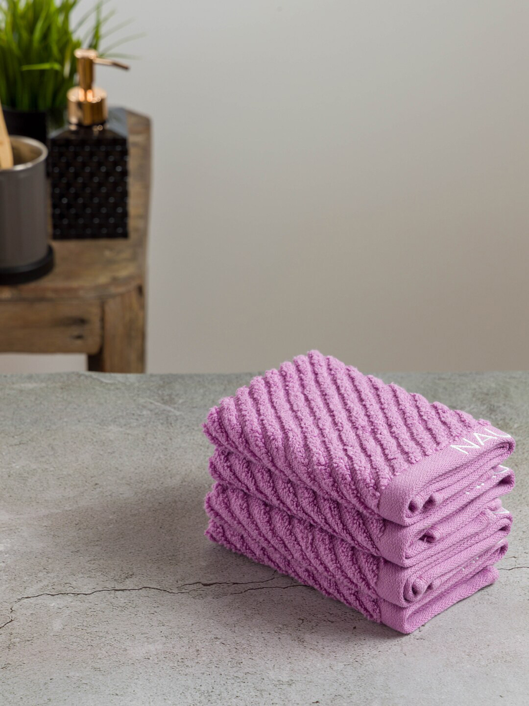 Nautica Set Of 4 Solid 600 GSM Pure Cotton Face Towels