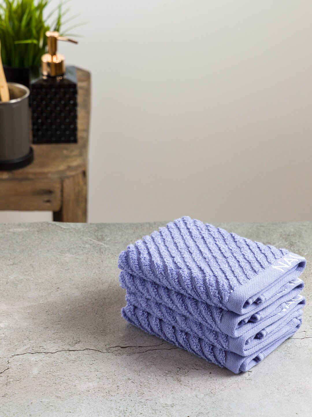 Nautica Set of 4 Purple Cotton Face Towels