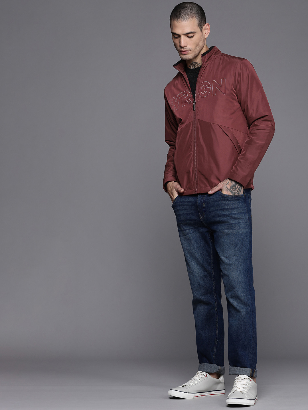WROGN Men Maroon Puffer Slim-Fit Solid Jacket