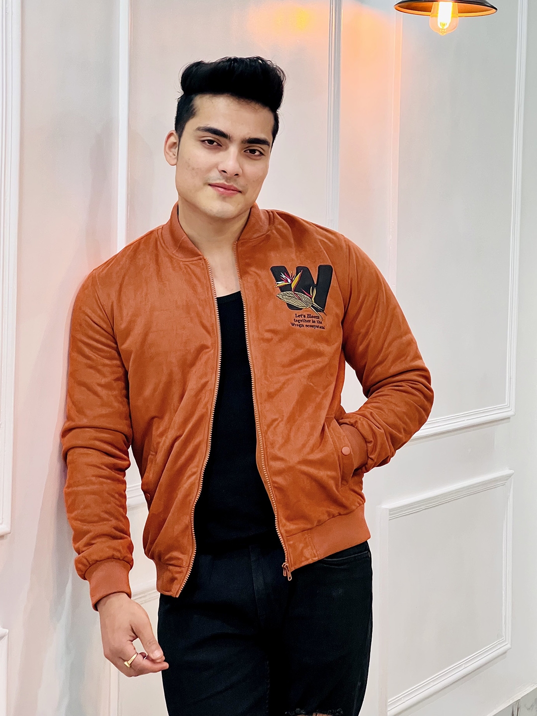 Buy WROGN Men Orange Typography Embroidered Bomber Jacket Jackets for Men 19547428 Myntra