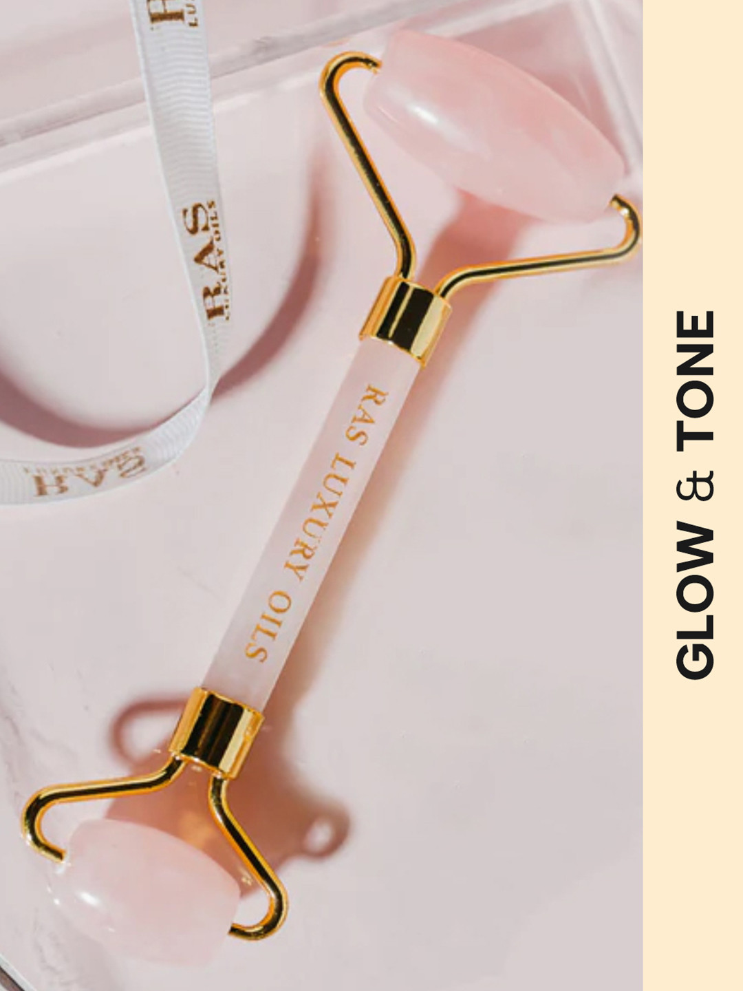 RAS LUXURY OILS Rose Quartz Face Roller - Pink