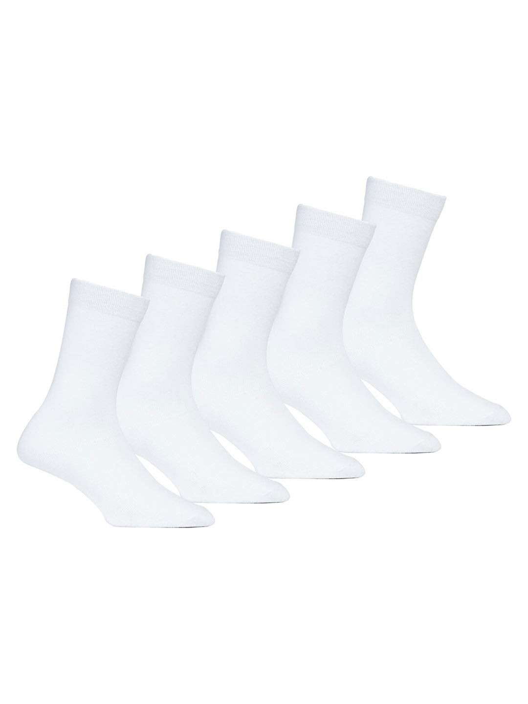 RC. ROYAL CLASS Kids Pack Of 5 White Solid Organic Cotton Calf Length Socks
