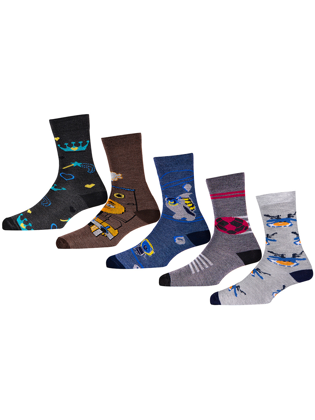 RC. ROYAL CLASS Kids Pack Of 5 Patterned Calf Length Socks