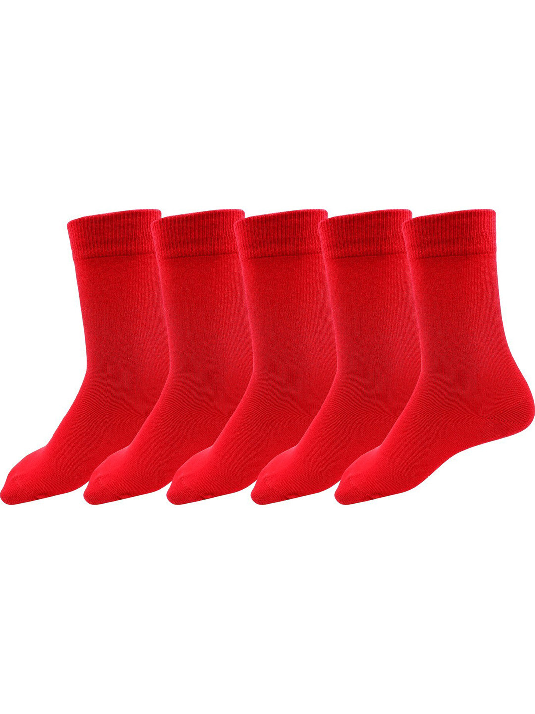 RC. ROYAL CLASS Red Kids Pack of 5 Solid Organic Cotton Calf-Length Socks