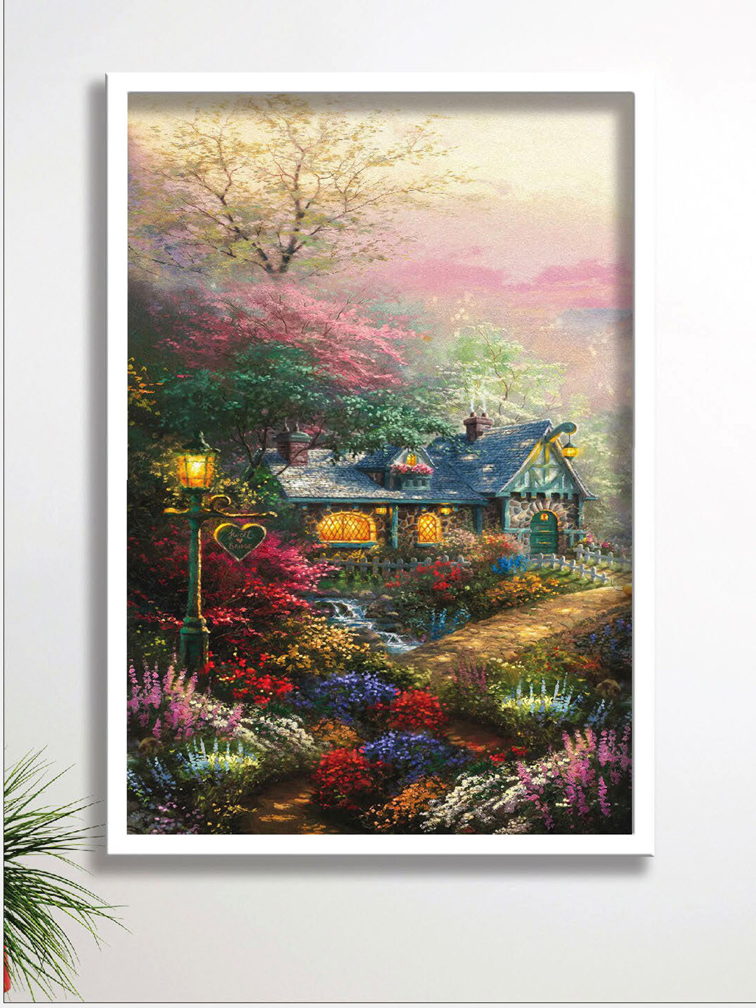 SAF Yellow & Blue Digital Painting Framed Wall Art