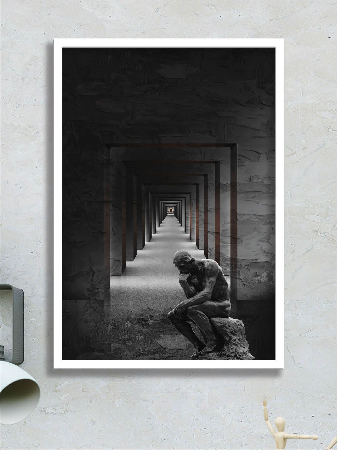 SAF Grey & Black Digital Painting Framed Wall Art