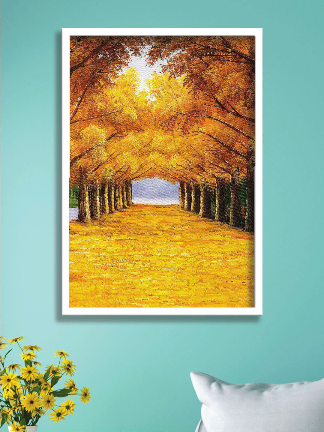 SAF Yellow Wood Wall Living Room Rectangle Potrait Paintings Wall Art -19.5 x 13.5In