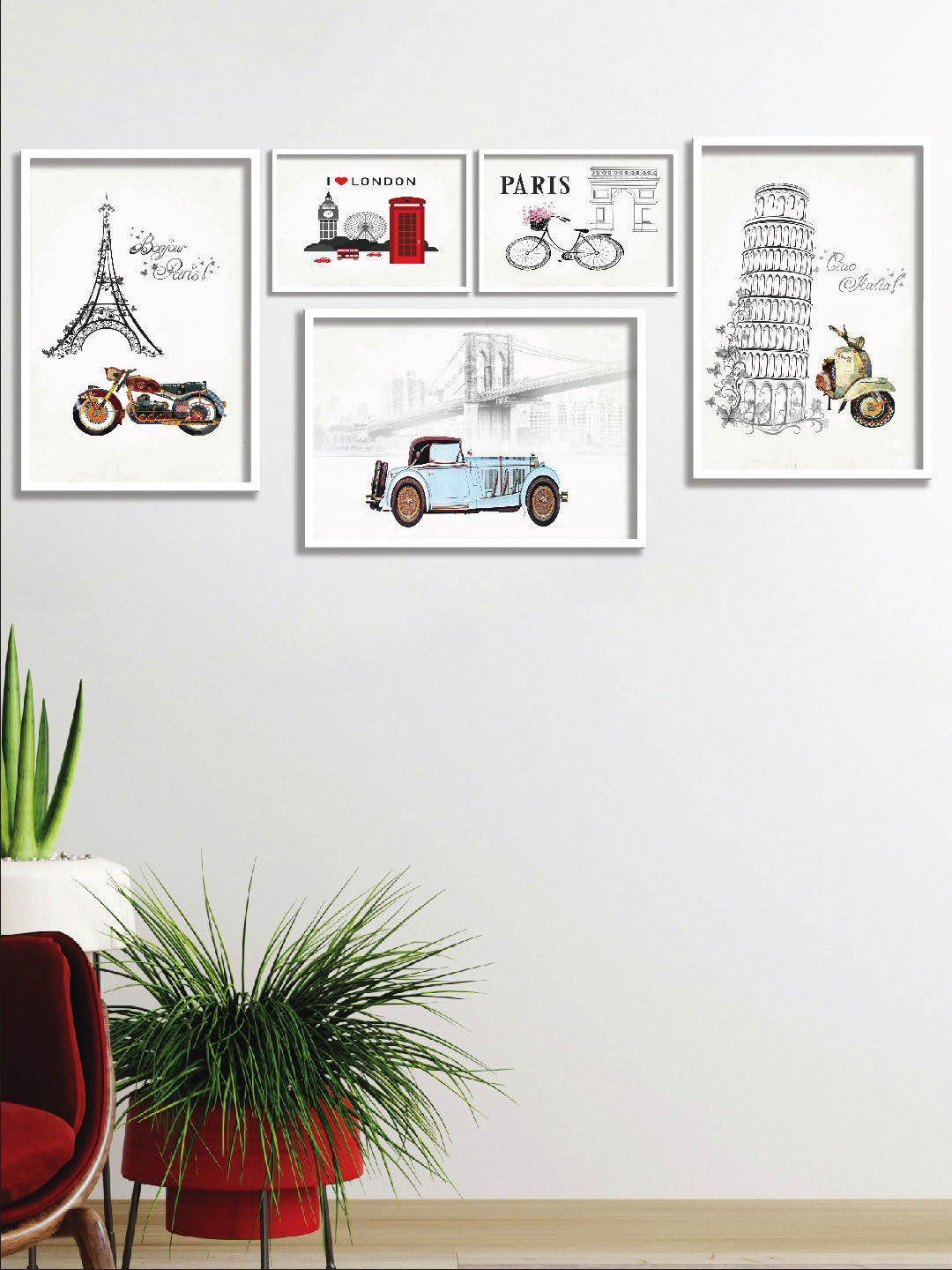 SAF Premium Modern Art Paper 5 Piece Wall Rectangle Paintings Wall Art