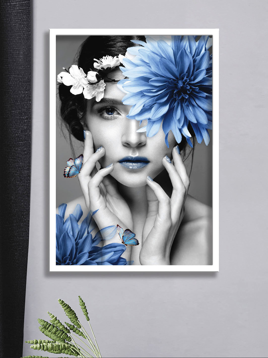 SAF Blue Digital Painting Framed Wall Art