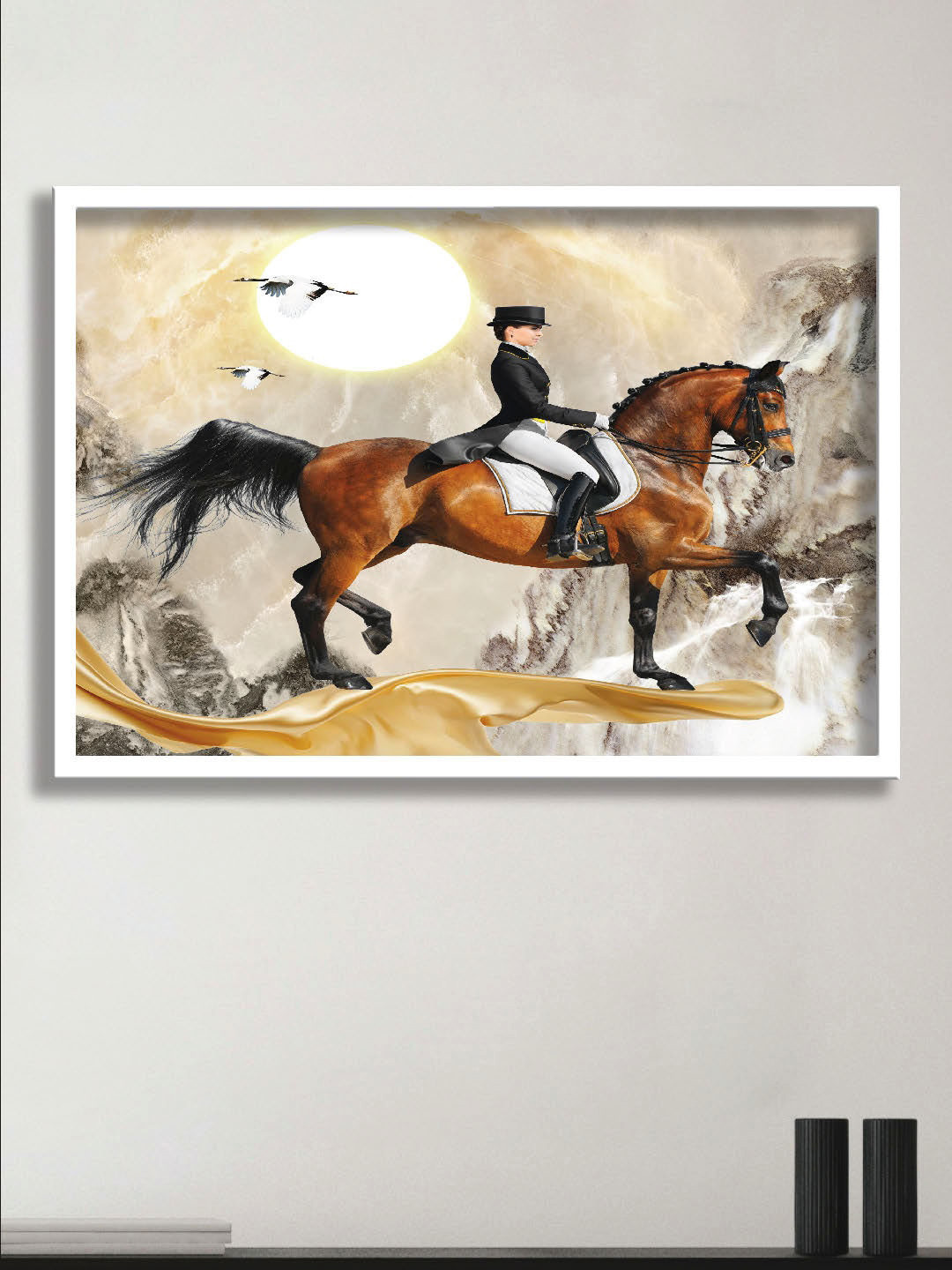SAF Brown & Beige Digital Painting Framed Wall Art