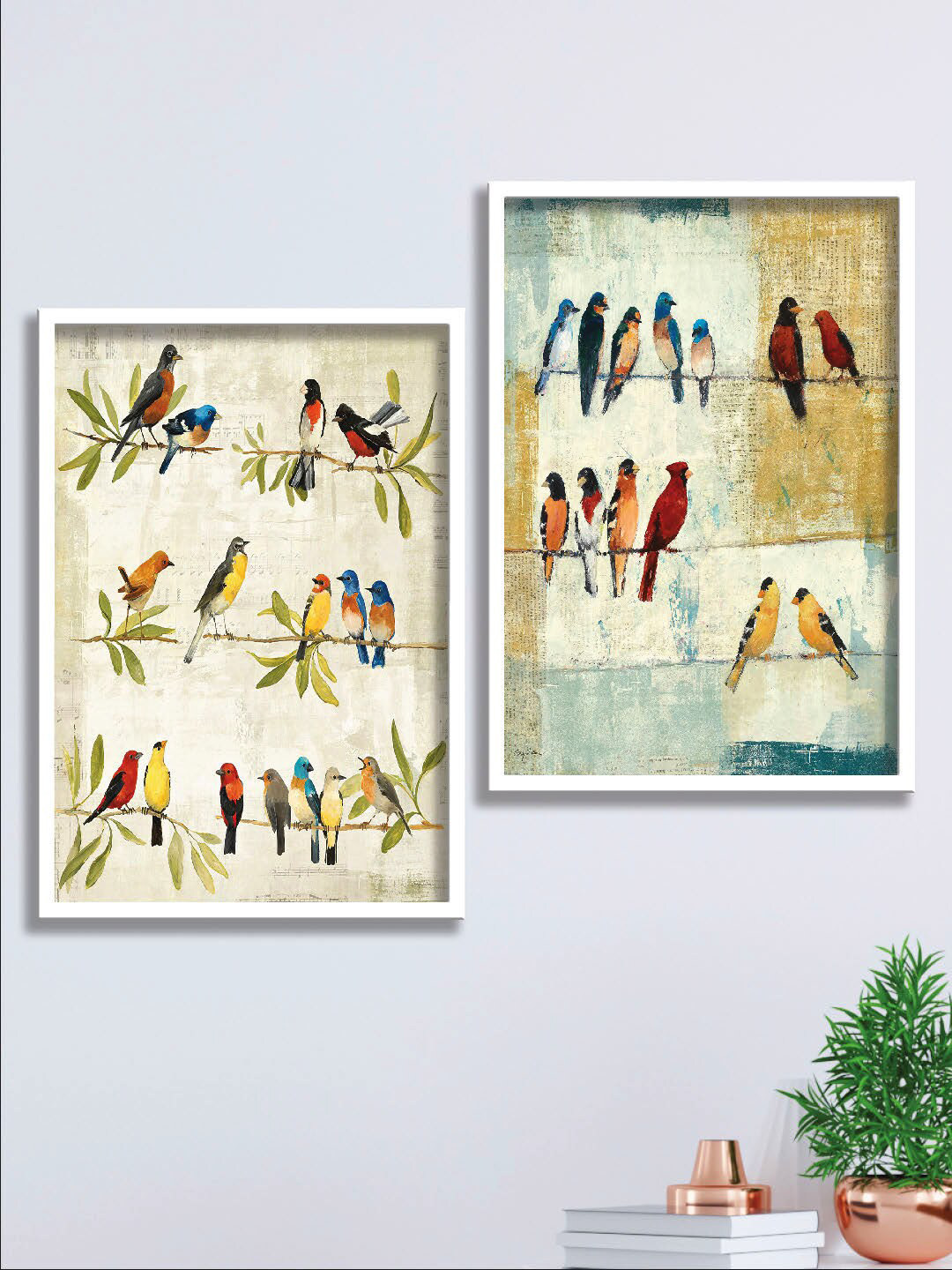SAF Beige 2 Pcs Wall Living Room Rectangle Potrait Paintings Wall Art -19.5 x 27In