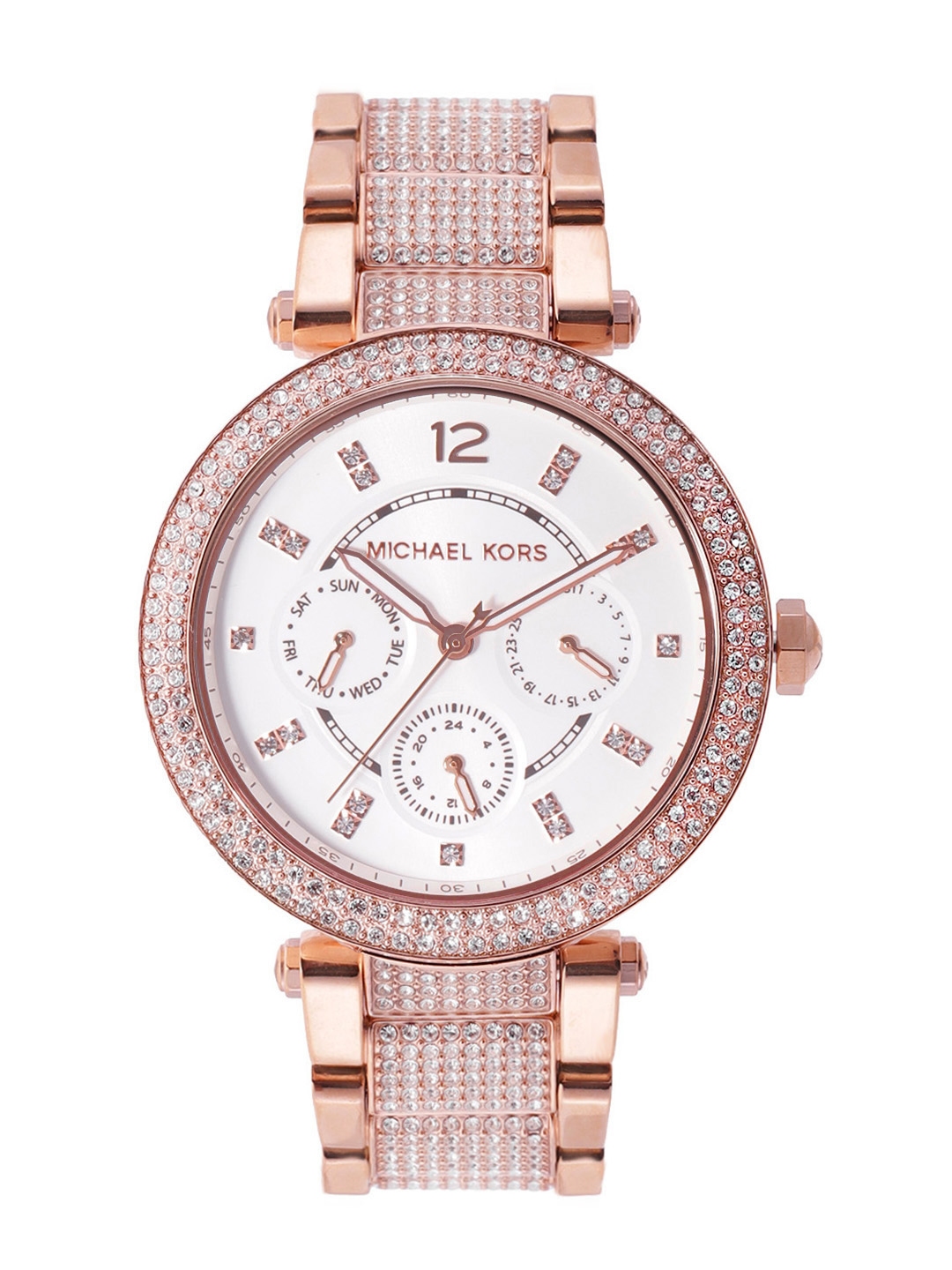 Buy Michael Kors Women White Dial Rose Gold Plated Parker