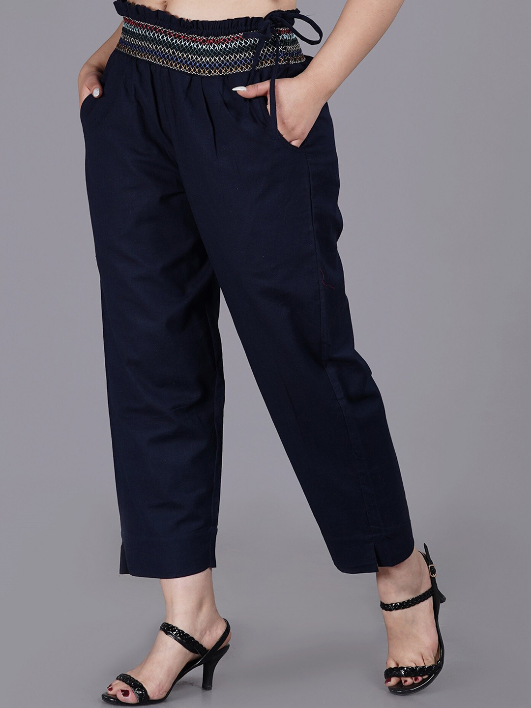 SUMAVI-FASHION Women Navy Blue Trouser