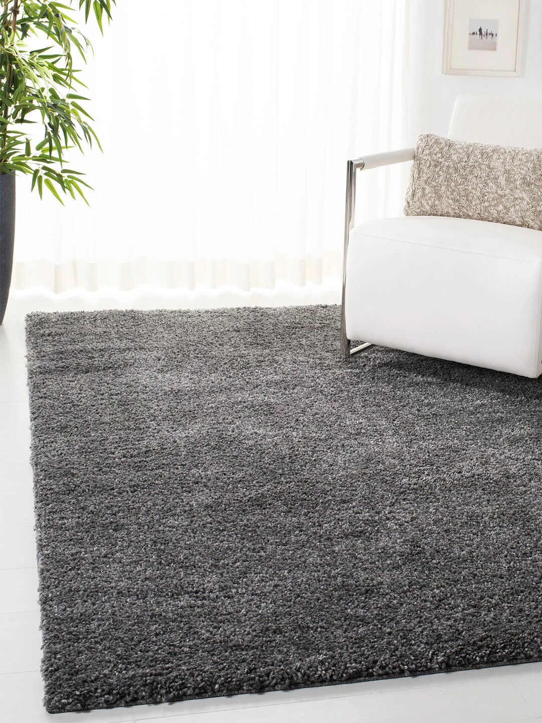Nautica Grey Solid Anti Slip Carpet