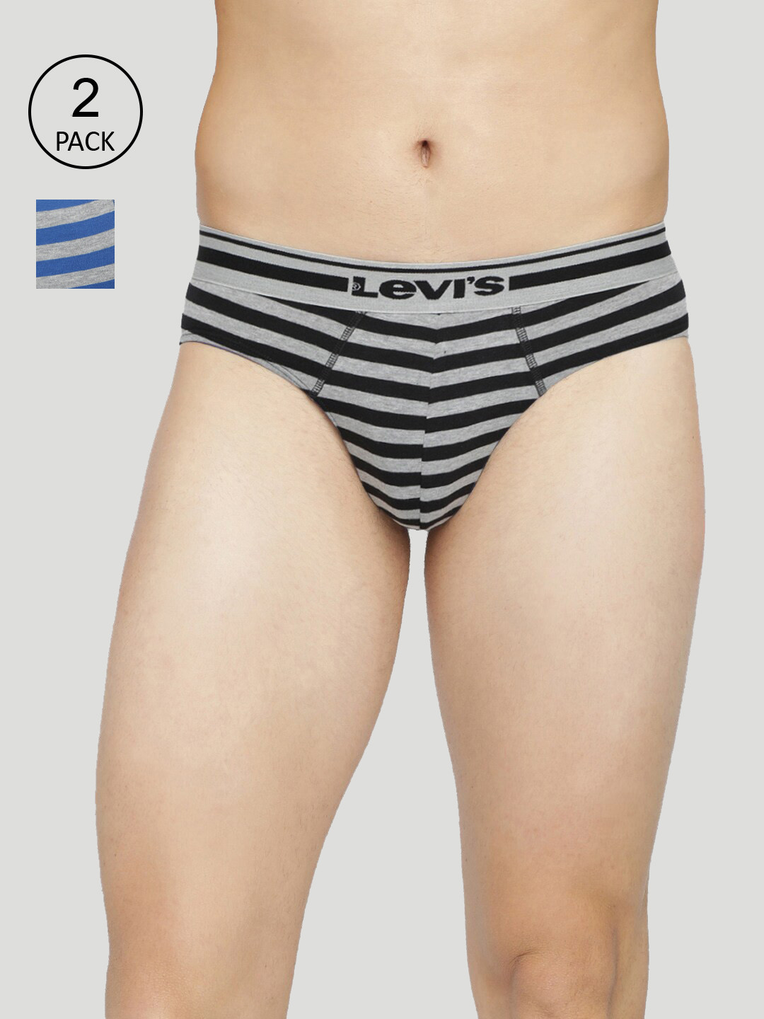 Levis Men Pack of 2 Cotton Stripe Print Brief with Smartskin Technology
