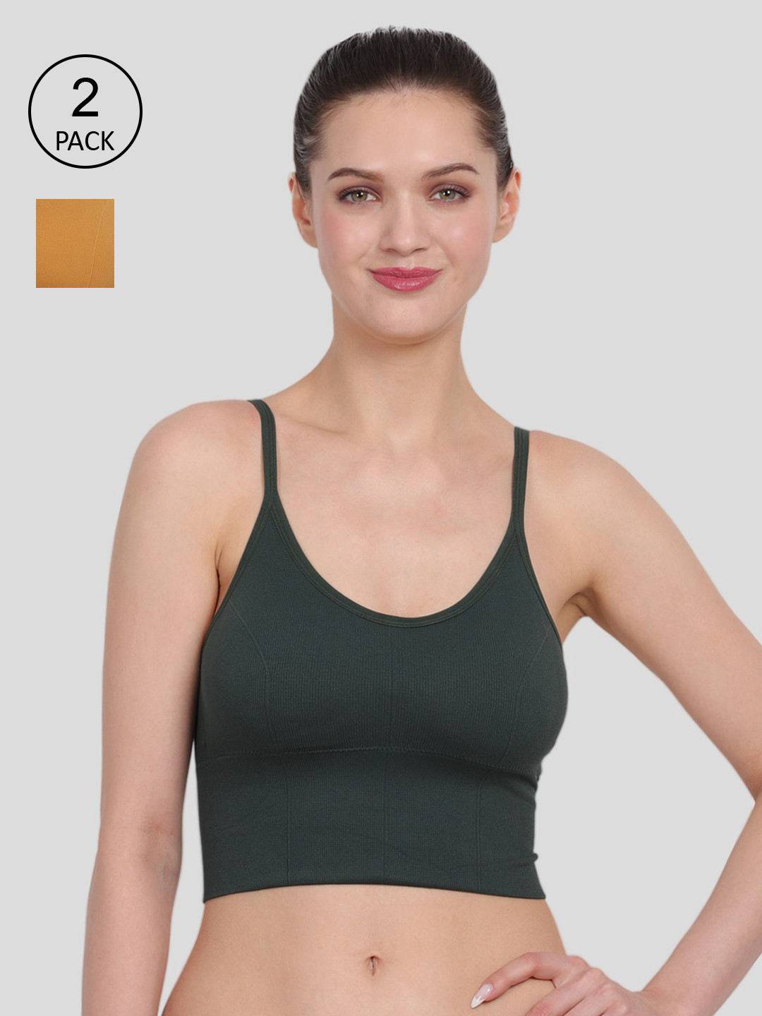 Amour Secret Pack of 2 Green & Mustard Bra
