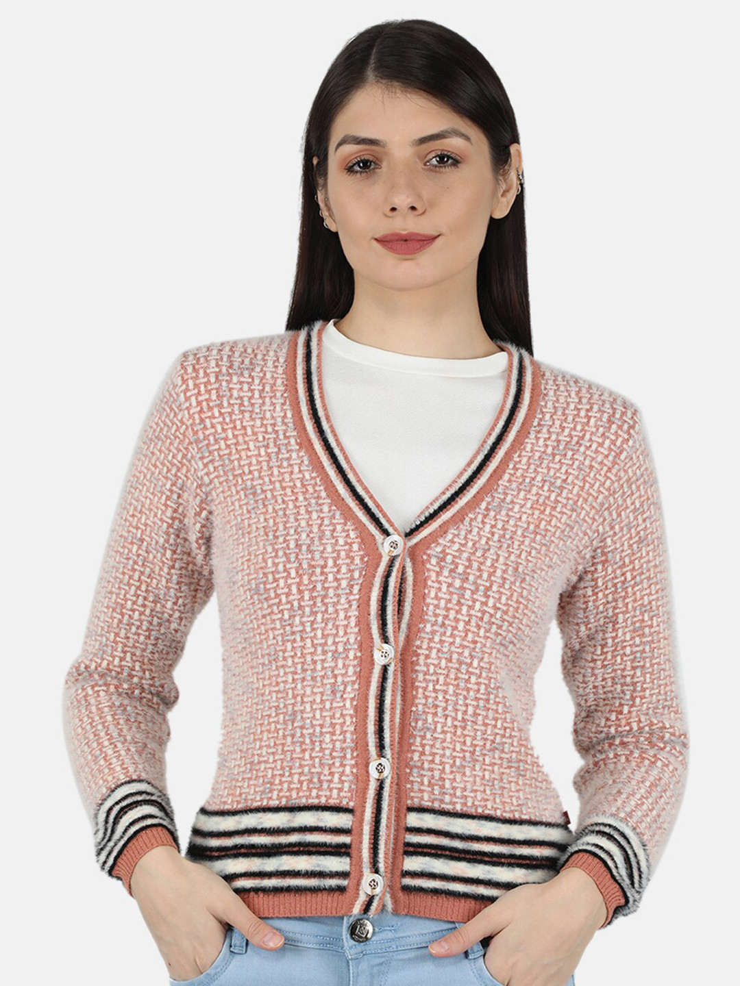 Monte Carlo Women Rust Cable Knit Cardigan