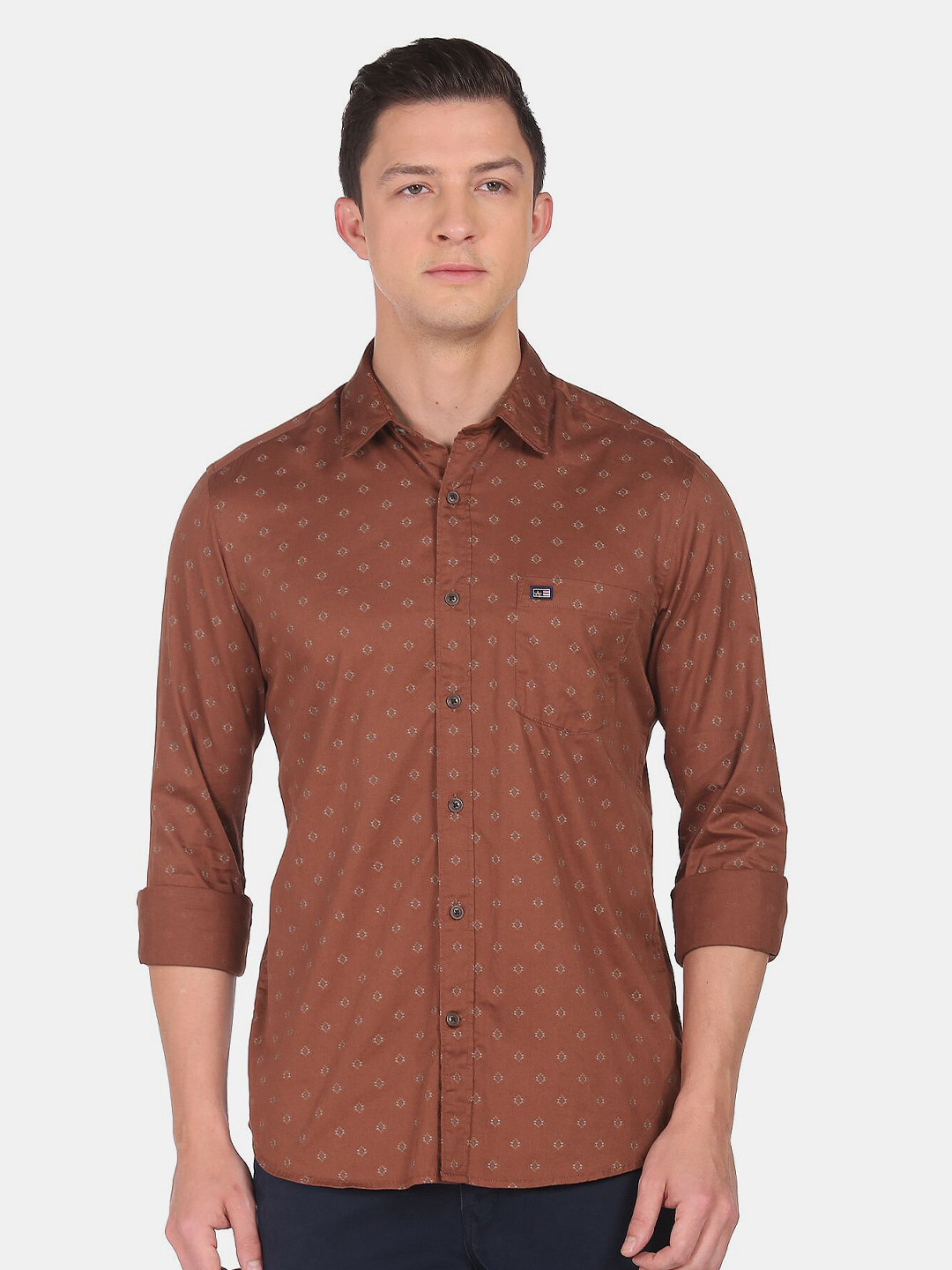 Arrow Sport Men Rust Slim Fit Printed Casual Shirt