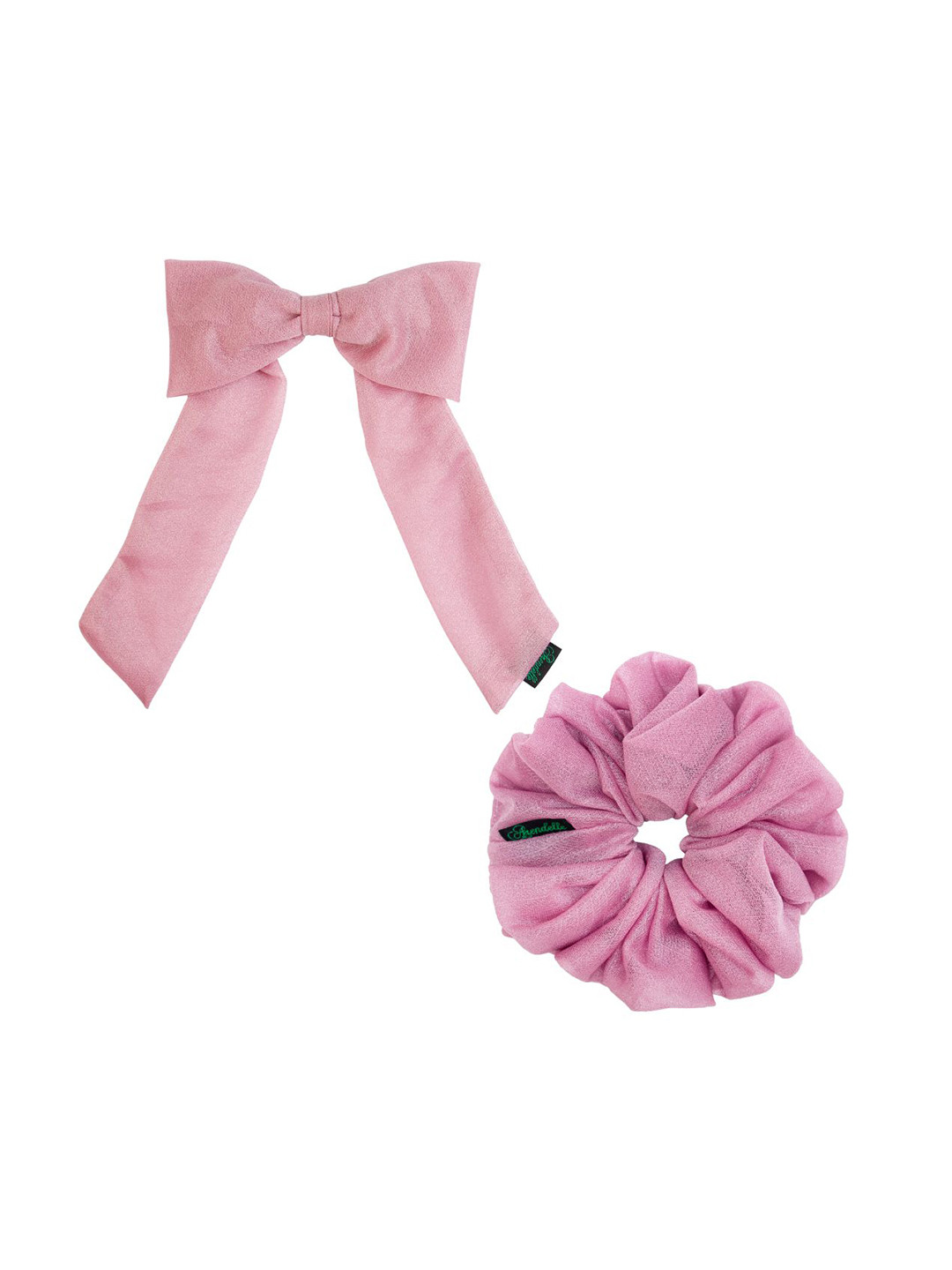 Arendelle Women Combo of Lavender Shinny Organza Large Scrunchie and Hair Bow