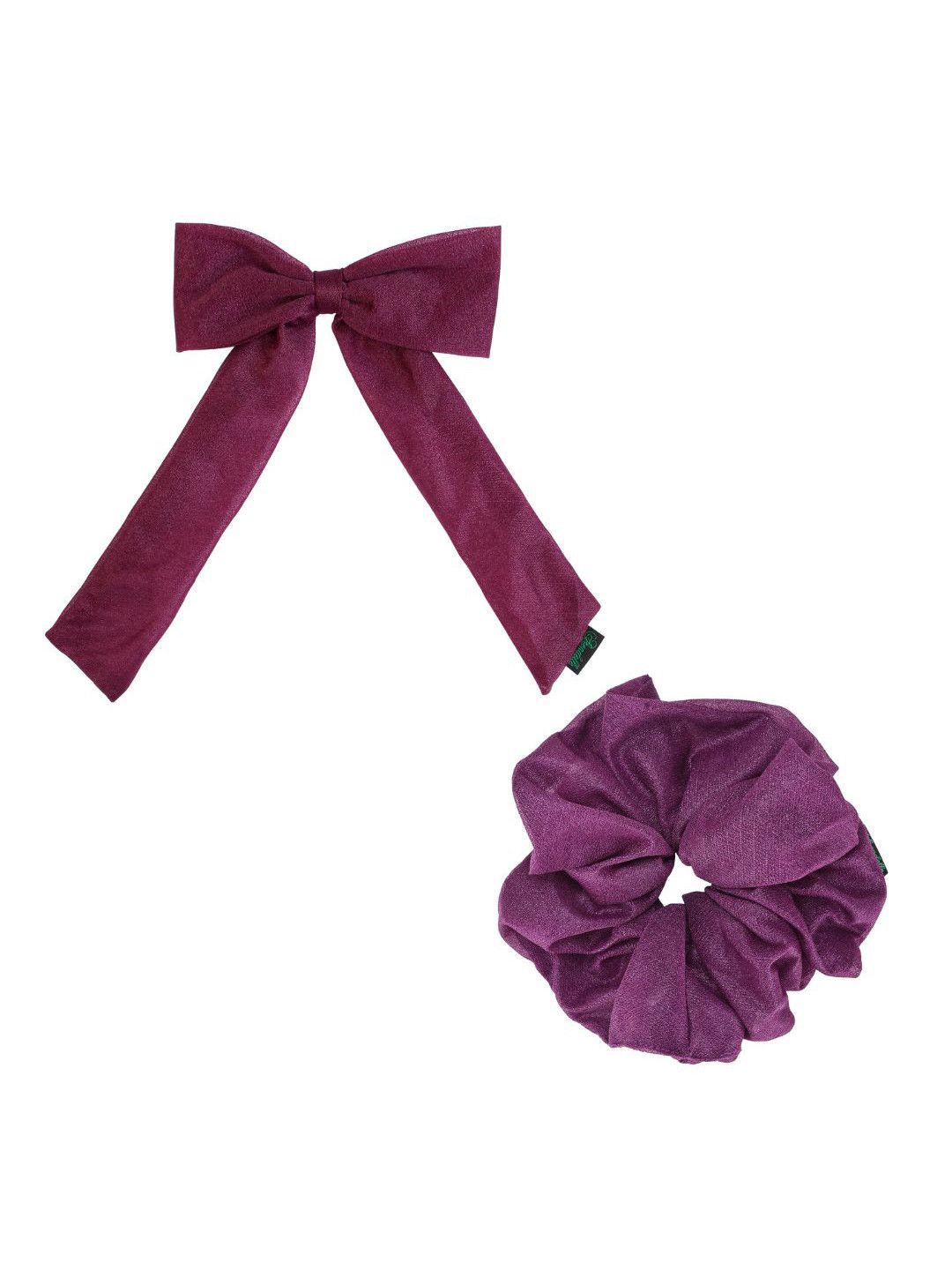 Arendelle Women Violet Set of 2 Shiny Organza Large Scrunchie and Hair Bow