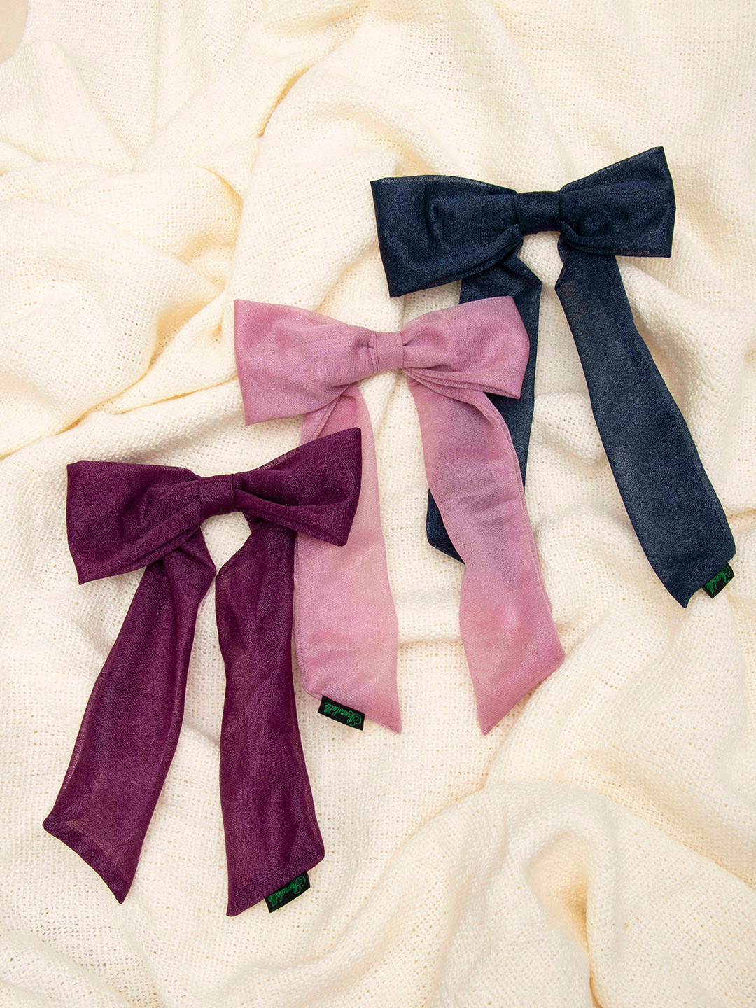 Arendelle Women Lavender & Purple Set of 3 Bow Hair Clips