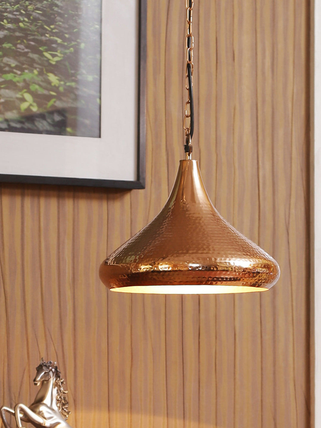 THE LIGHT STORE Copper-Toned Textured Pendant Hanging Lamp