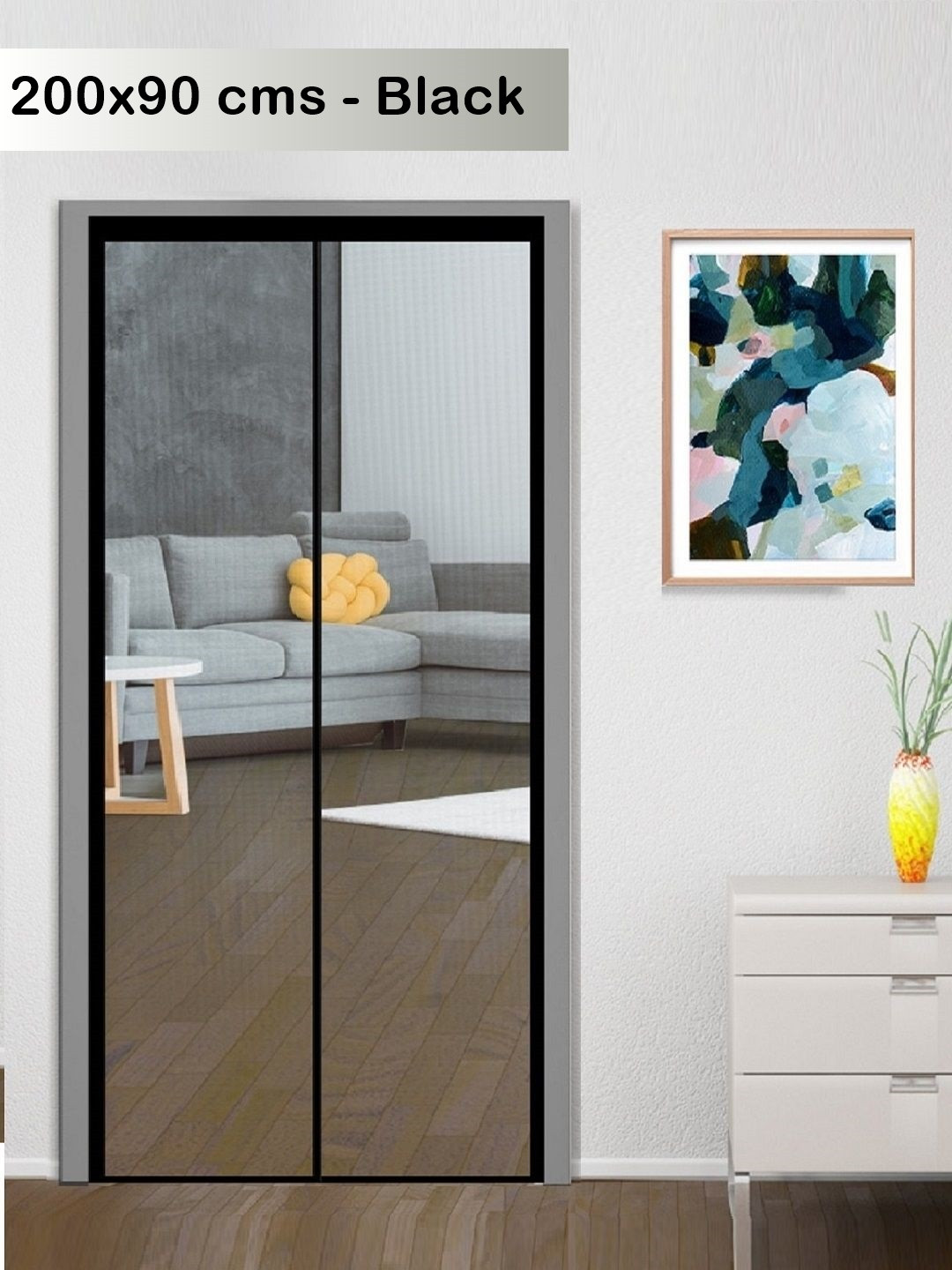 Classic Mosquito Net  Black Magnetic Mosquito Net For Door Fiberglass