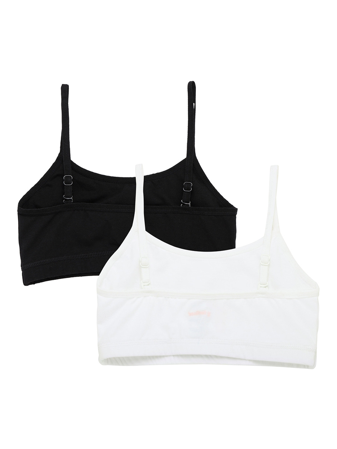 Red Rose Set Of 2 Black & White Non Padded & Non Wired Solid Beginners Bra