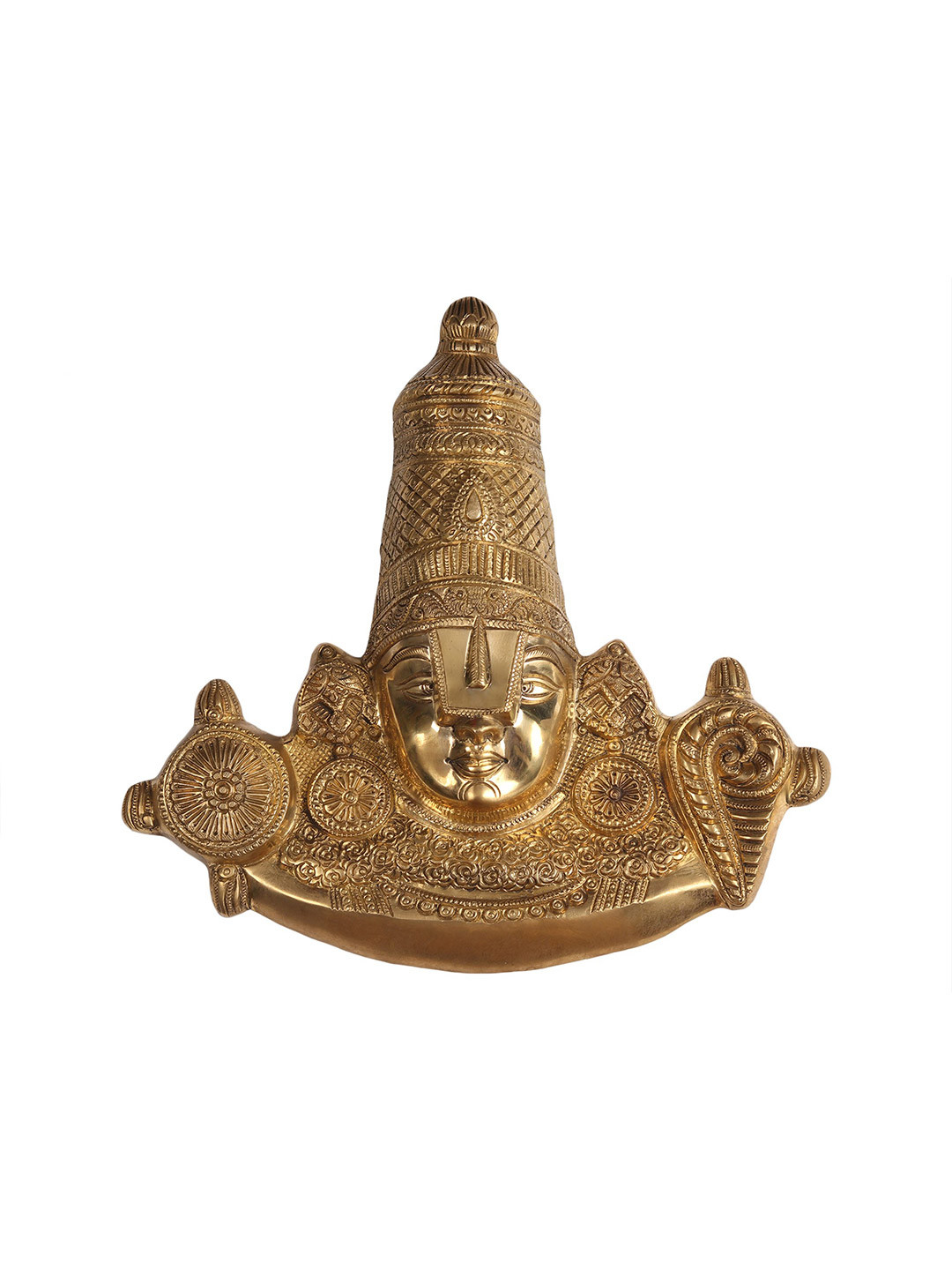 Exotic India Balaji Brass Ethnic Motifs Glossy Pooja Room Spiritual Wall Decor-14.8In