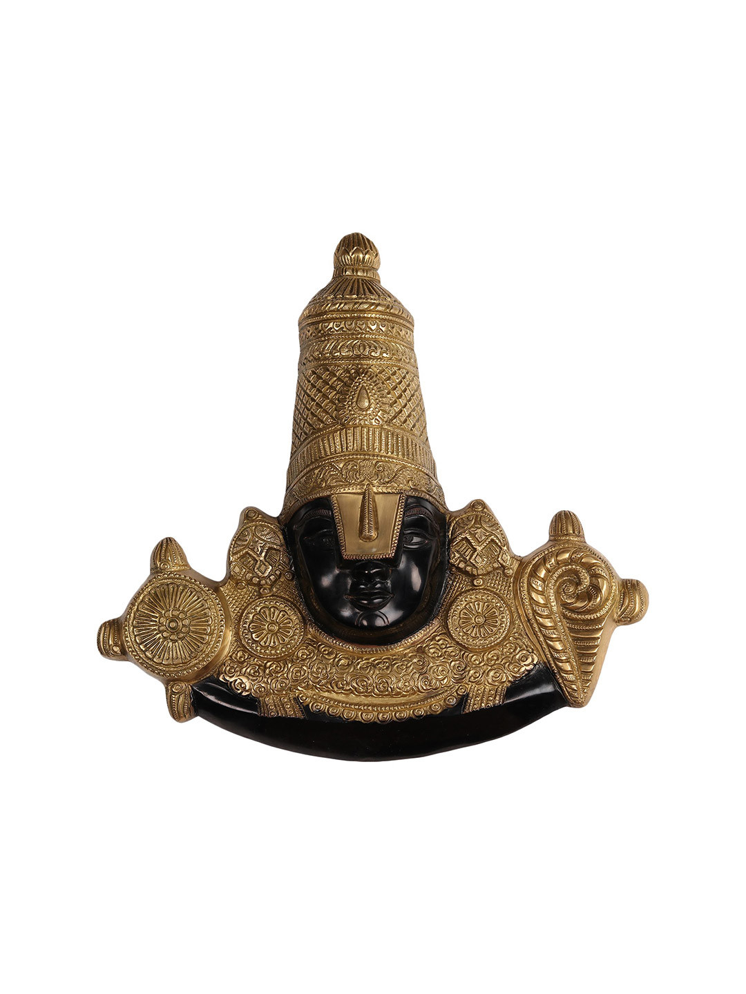 Exotic India Black & Gold Toned Venkateswara as Balaji at Tirupati Wall Hanging