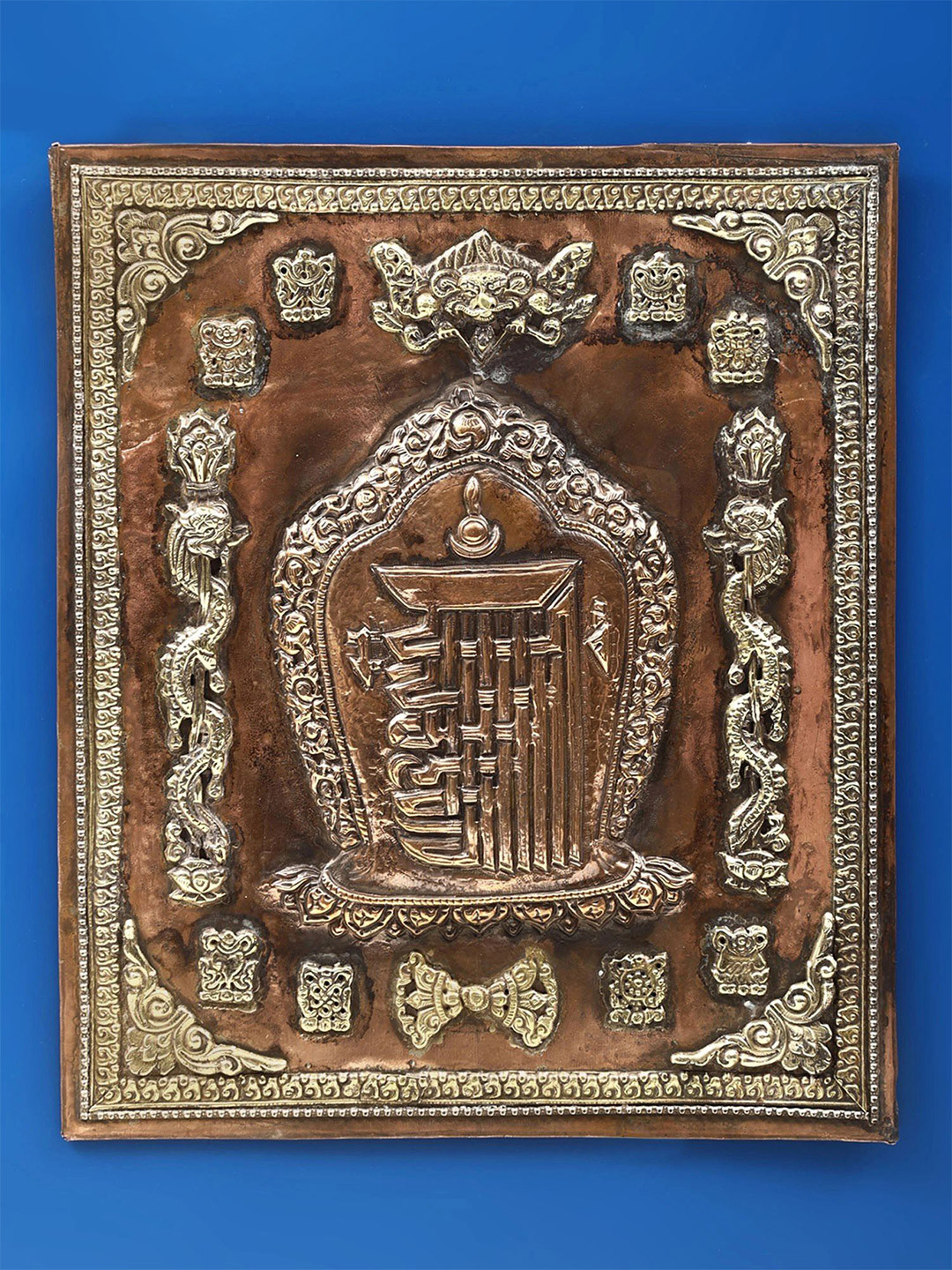 Exotic India Kalachakra Brass Ethnic Motifs Antique Hall Wall Hangings-12In