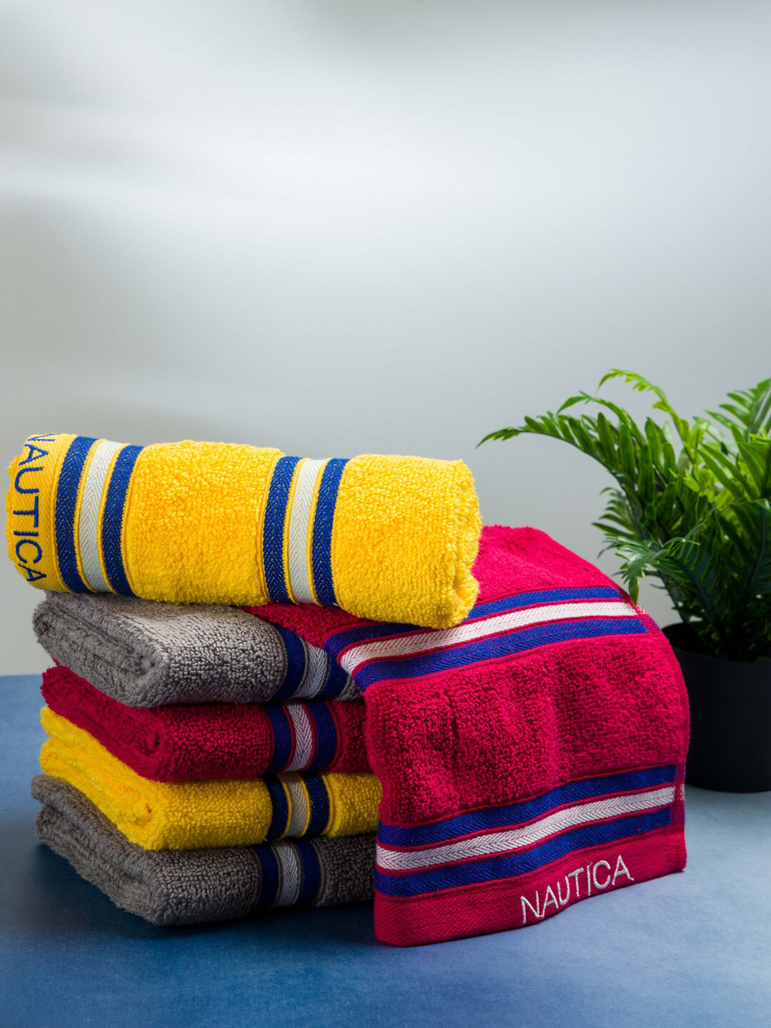 Nautica Set of 6 Solid Pure Cotton Hand Towles