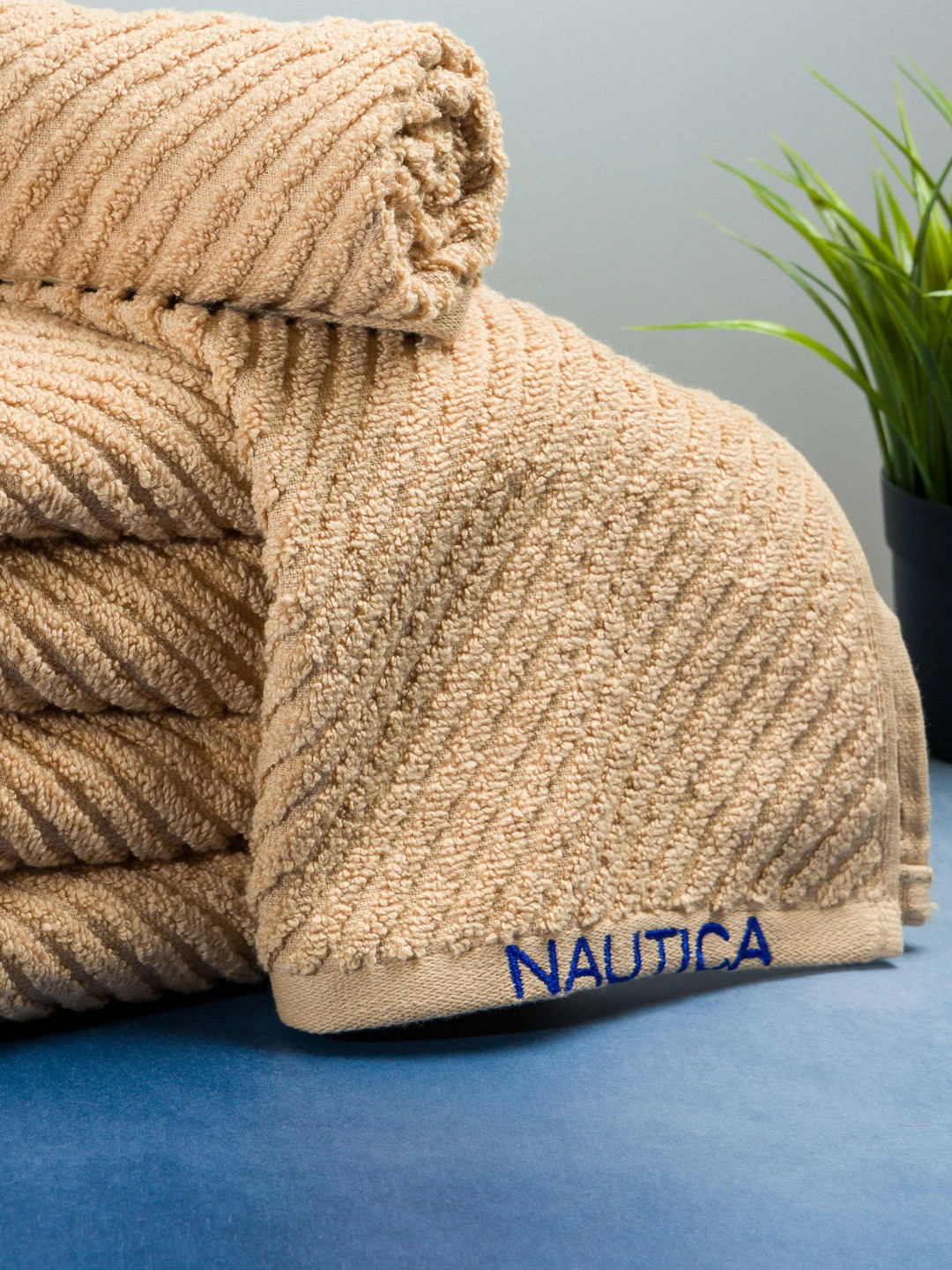 Nautica Set Of 6 Brown Solid Pure Cotton GSM 600 Hand Towels